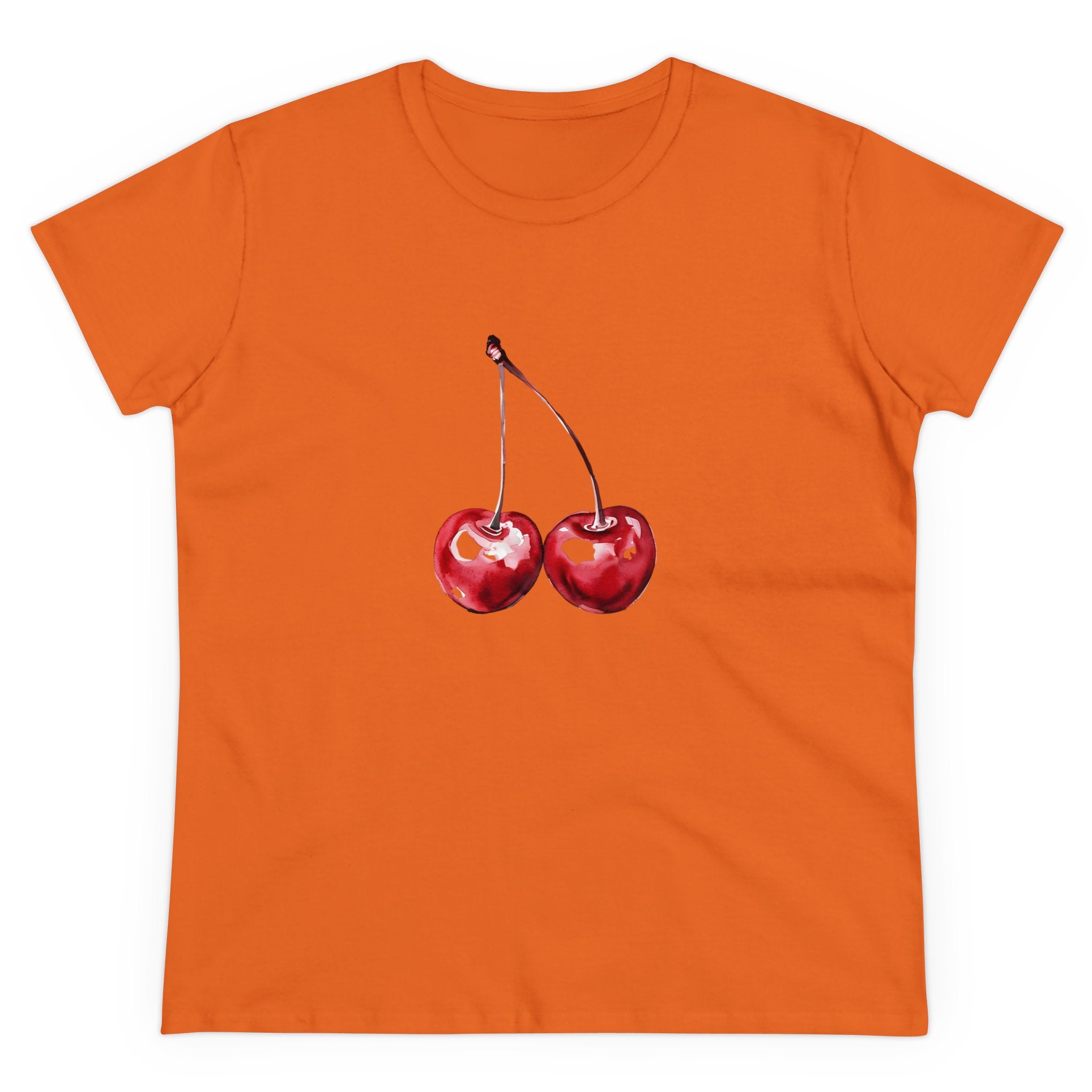 Cherries Tee, Fruit Graphic Shirt, Summer Vibes Top, Women's Cotton T-Shirt, Retro Cherry Print Clothing, Food Lover Gift