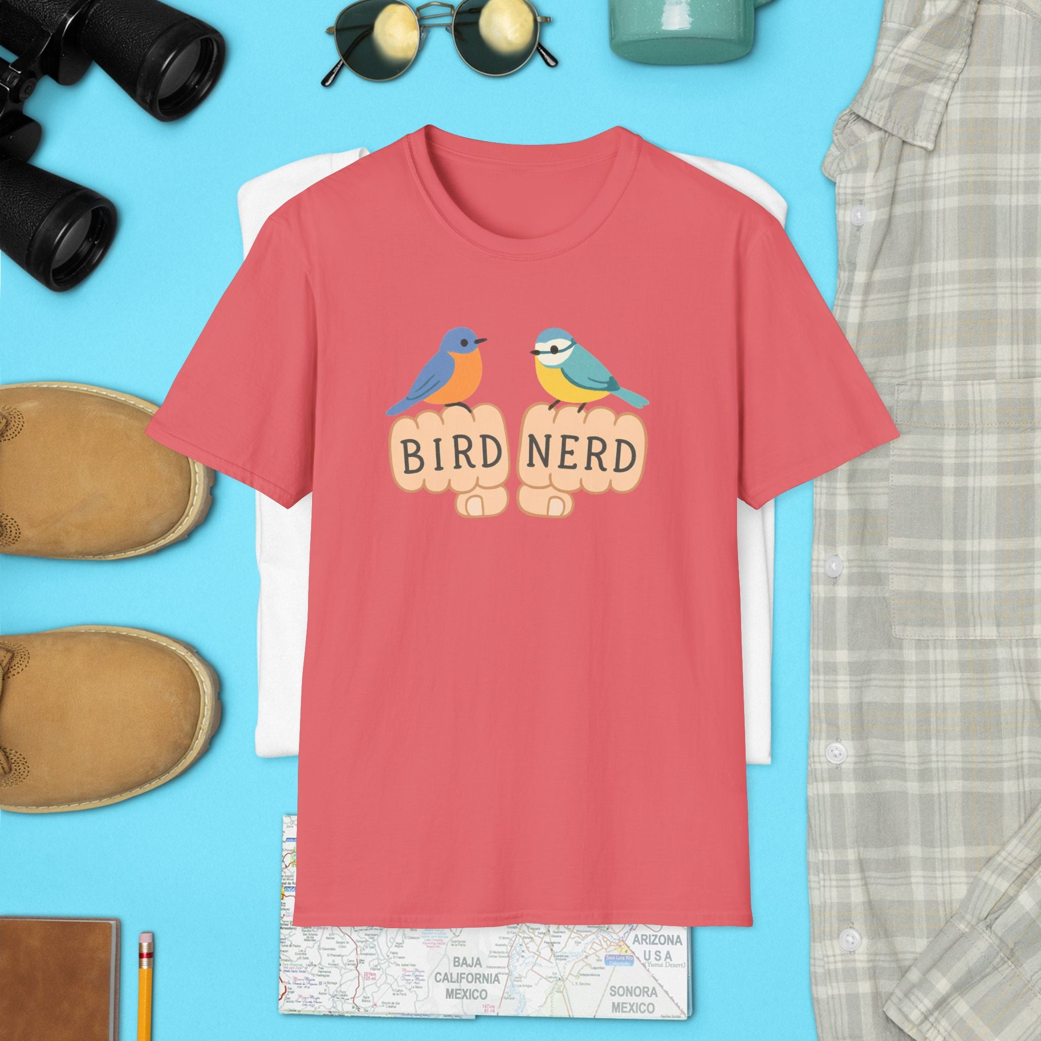 Bird Nerd Unisex Softstyle T-Shirt, Perfect for Bird Lovers, Nature Enthusiasts, Gift for Birdwatchers, Casual Wear,  Apparel bird gift
