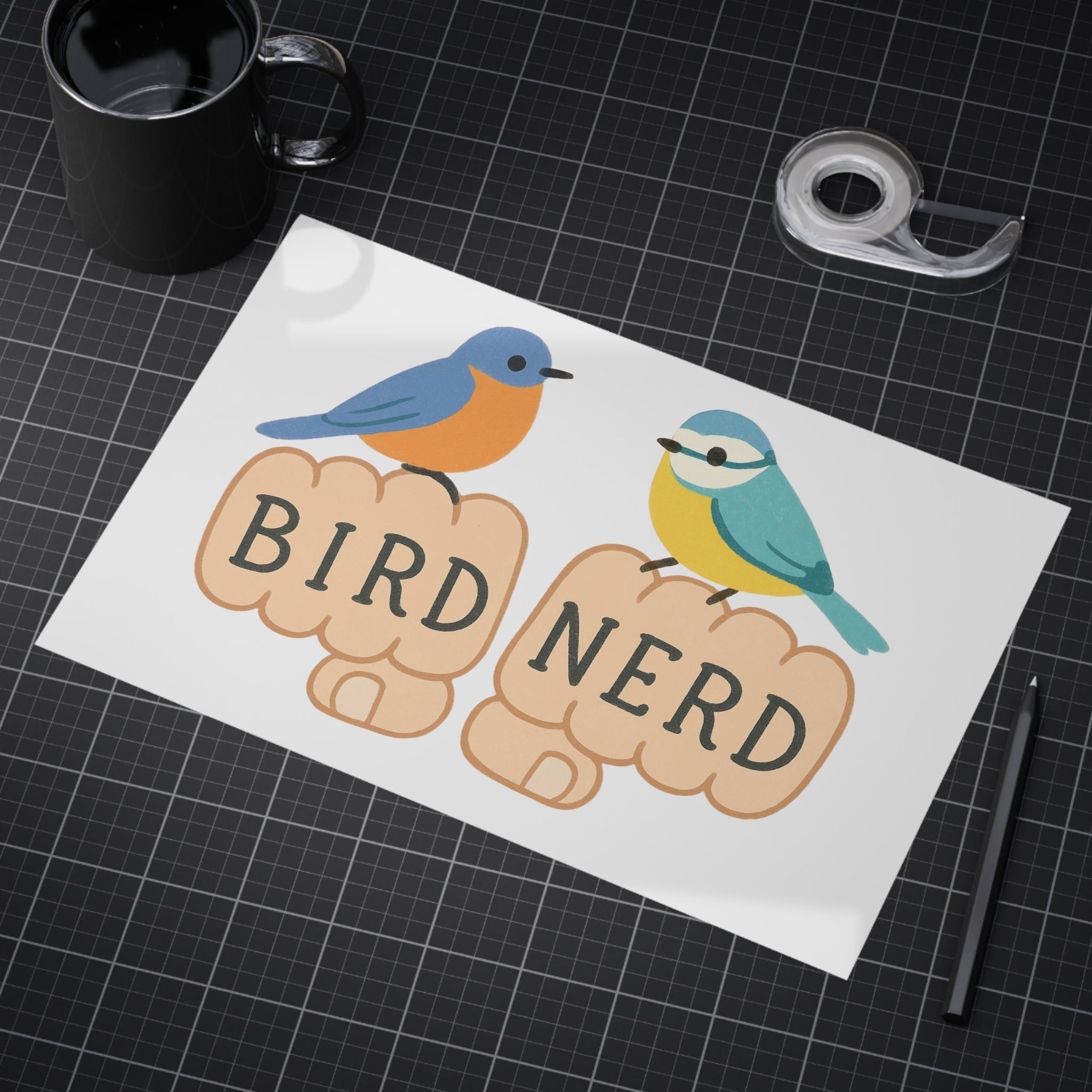 Bird Nerd Unframed Prints, Nature Lover Artwork, Bird Decor, Gift for Birdwatchers, Cute Wall Art for Home Birding gift knuckle, tattoos