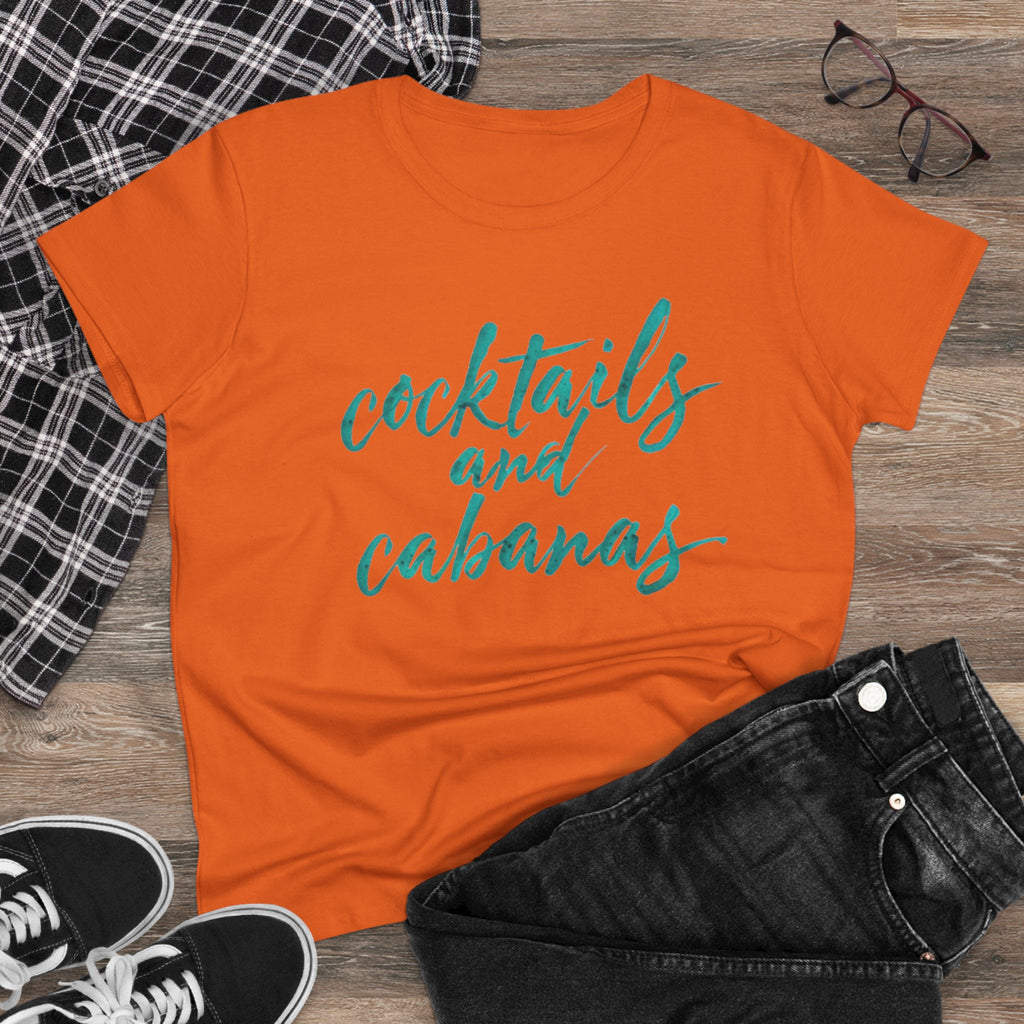 Cocktails and Cabanas Tee - Women&#039;s Midweight Cotton Shirt, Beachwear, Summer Top, Vacation Outfit, Casual Wear, Gift for Her, Pool