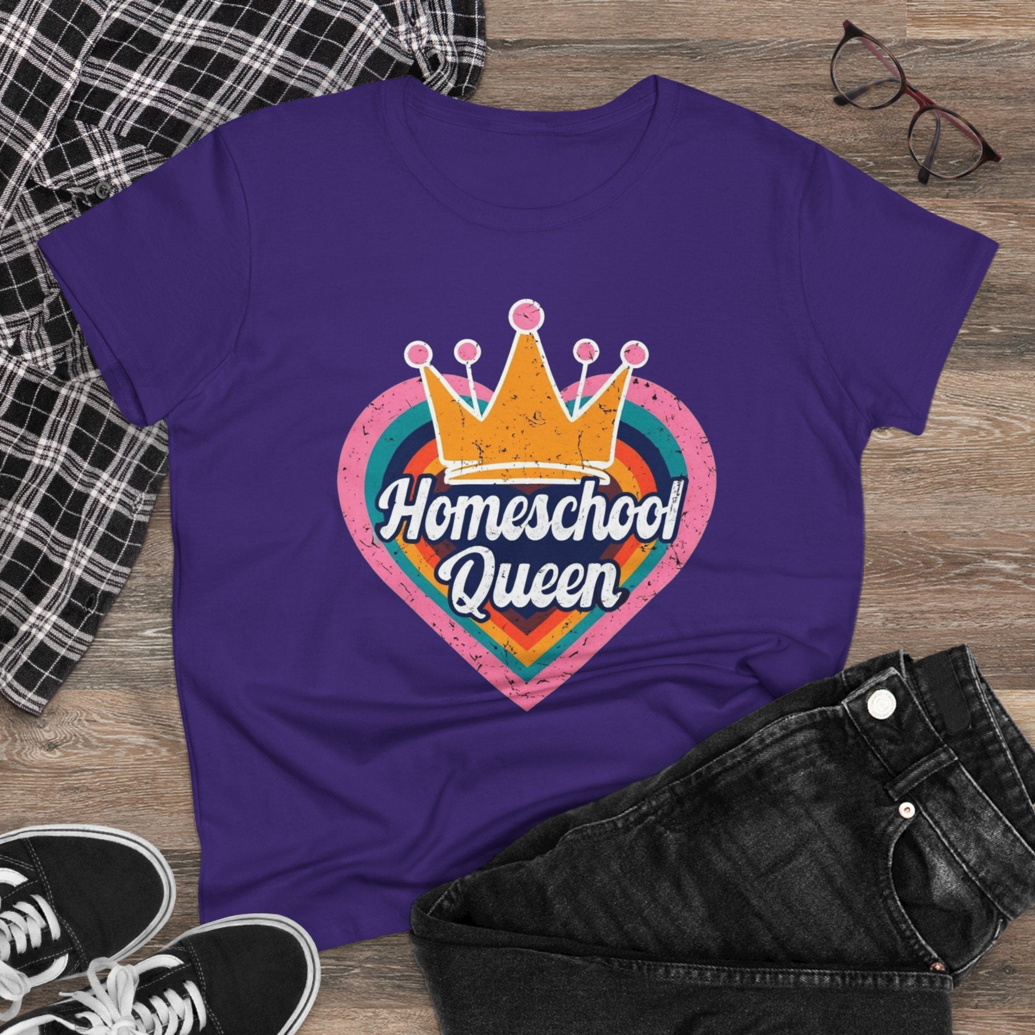 Homeschool Queen Cotton Tee, Cute Tee for Moms, Colloquial Gift for Homeschoolers, Fun Educational Apparel, Perfect for Back to School