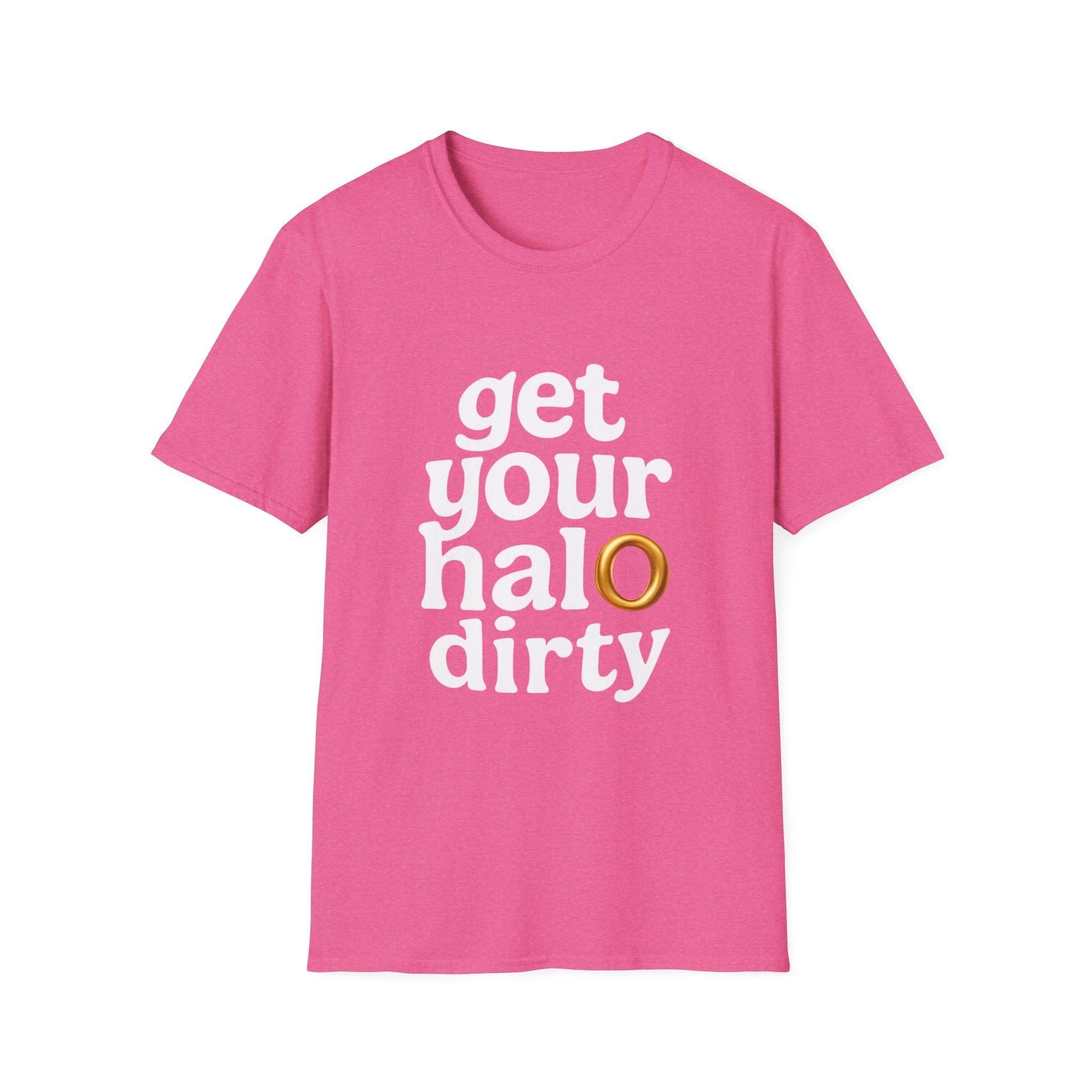 Get Your Halo Dirty Funny Gift T-Shirt, Angel Devil Unisex Tee, Softstyle Graphic Shirt gift for him gift for her religious humor