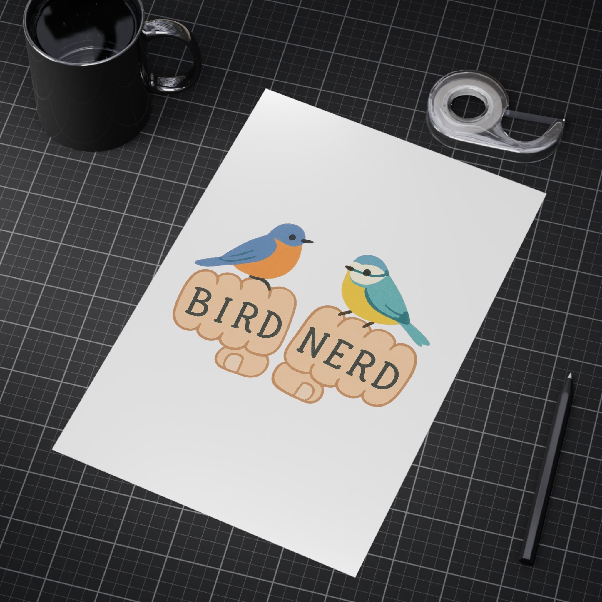 Bird Nerd Unframed Prints, Nature Lover Artwork, Bird Decor, Gift for Birdwatchers, Cute Wall Art for Home Birding gift knuckle, tattoos
