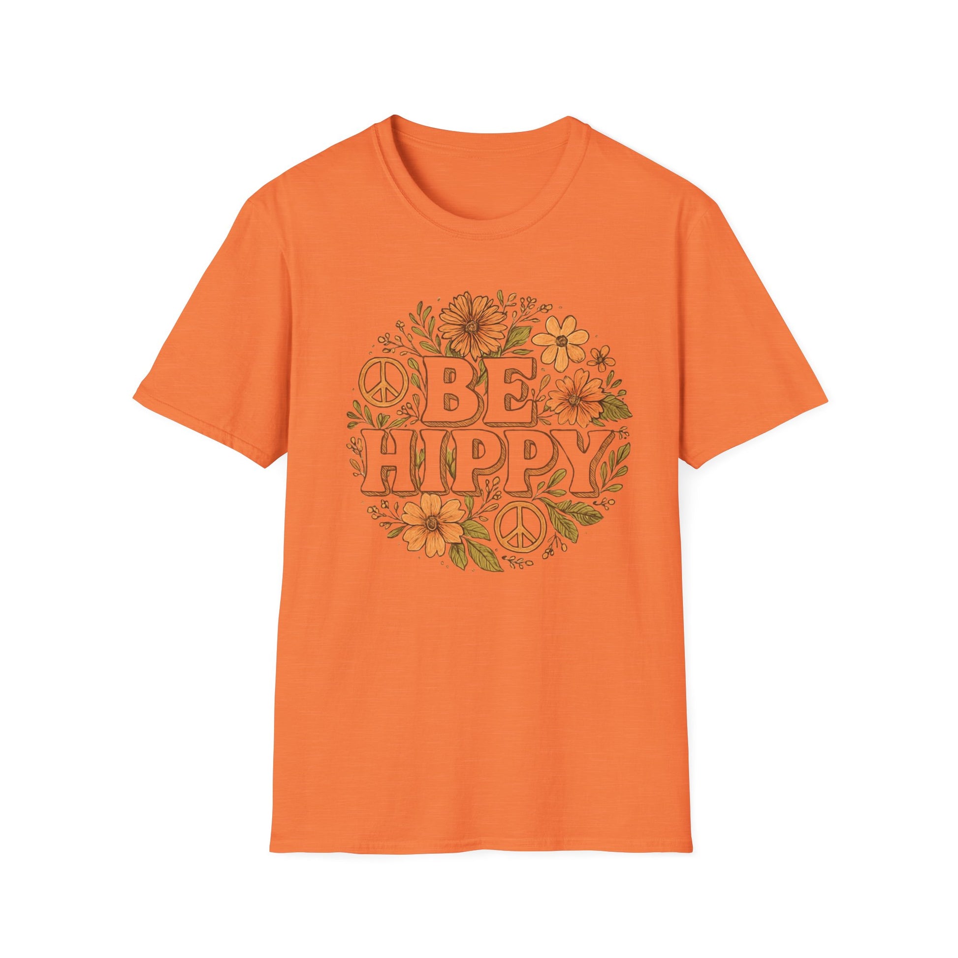 Be Hippy Happy T-Shirt, Boho Tee, Groovy Shirt, Positive Vibes Top, Unisex T Shirt for Men and Women, Be Hippy Be Happy Design