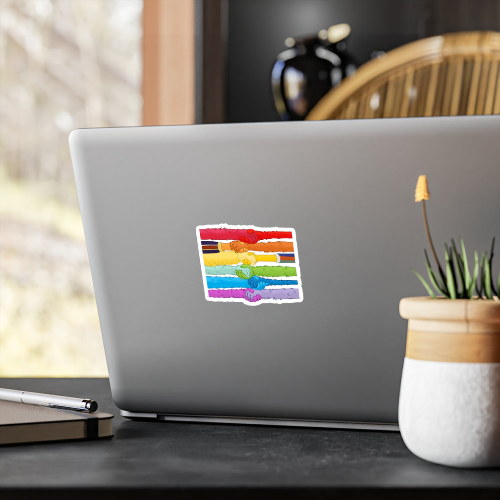 Kindness and diversity matter! Colorful Pride LGBTQ+ anti trump  Colorful Handshake Vinyl Decals, Stickers, Laptop Pride, Friendship Gifts