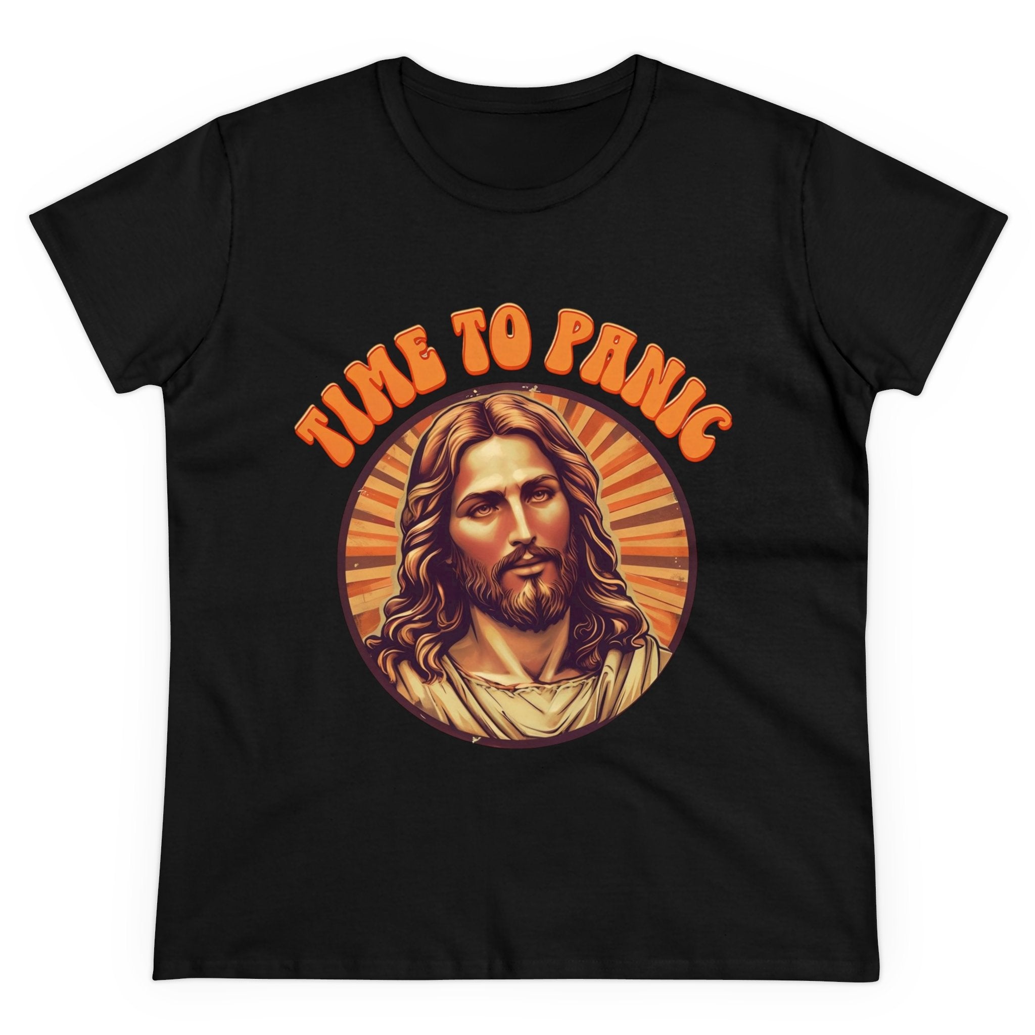 Graphic Tee, Funny Jesus Shirt, Panic Quote Women's T-Shirt, Religious Humor Top, Christian Apparel, Novelty Gift for Her, Midweight Cotton