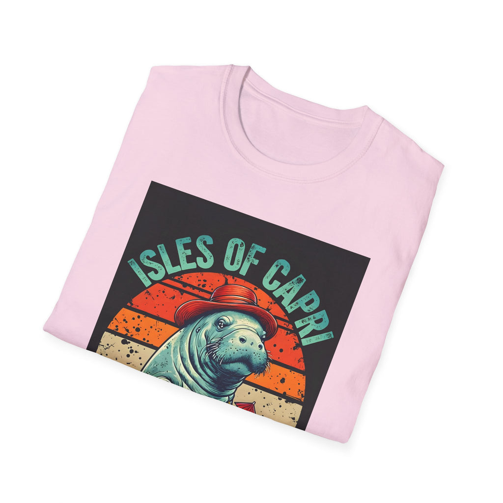 Manatee Lover Unisex Softstyle T-Shirt, Animal Print Shirt, Wildlife Tee, Ocean Theme Top, Nature Graphic Tee