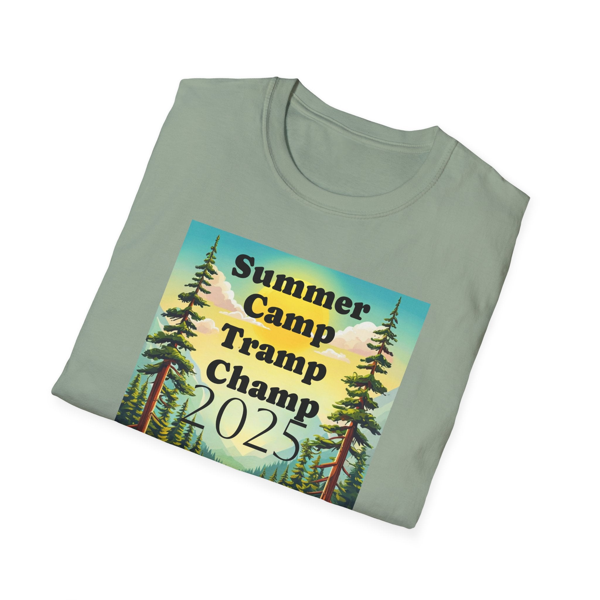 Unisex Summer Camp T-Shirt, Fun Camp Tee, Outdoor Adventure Shirt, Camping Gift, Tramp Champ Apparel, 2025 Summer Tees