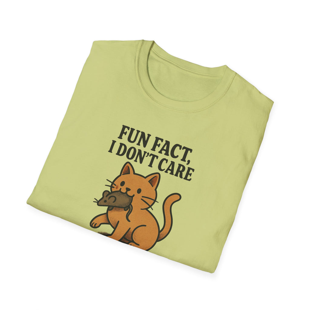 I dont care Sarcastic Cat Lover Unisex Softstyle T-Shirt, Funny Graphic Tee, Zero F's Given Animal Shirt,Humorous Tee for Cat Owners