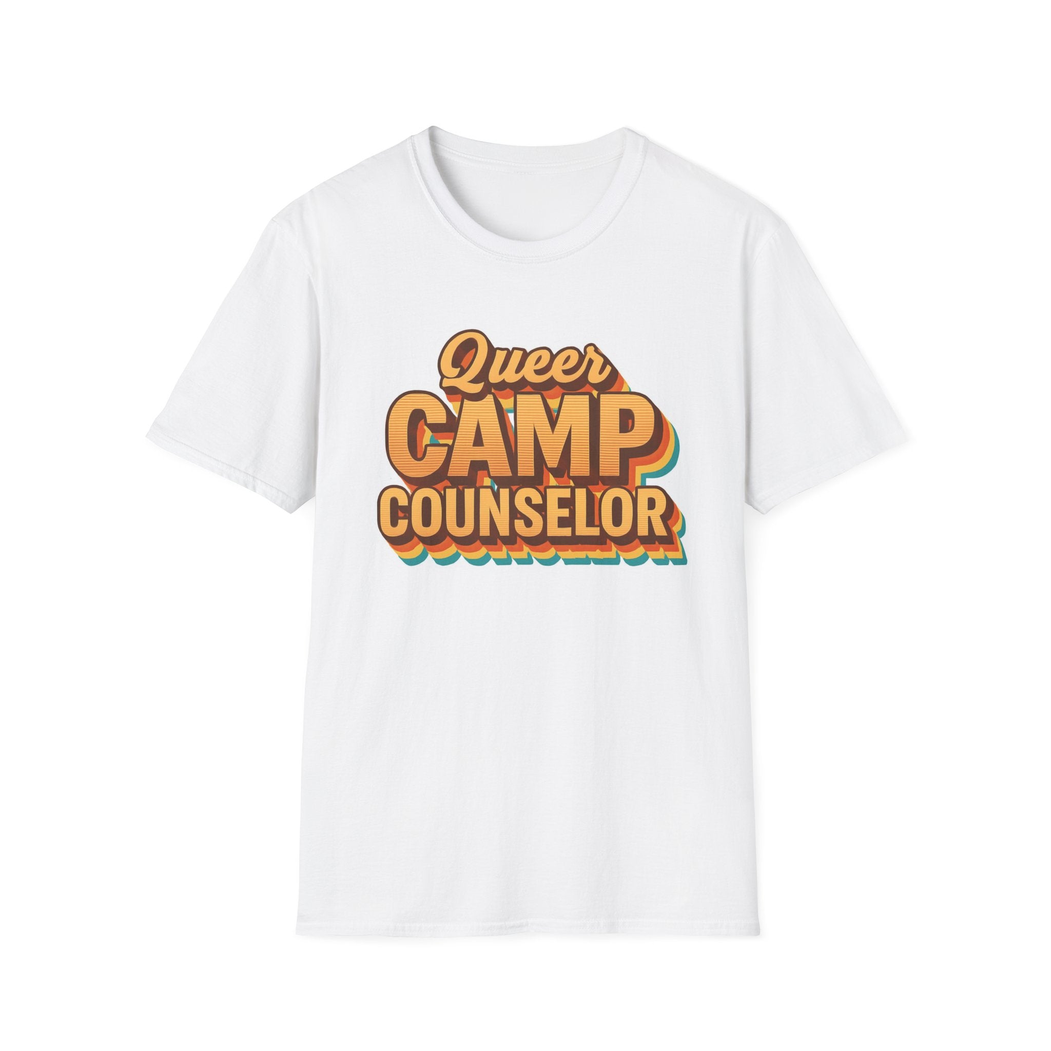 Queer Camp Counselor T-Shirt, LGBTQ Pride Tee, Rainbow Graphic Shirt, Summer Camp Theme Top, Gender Neutral Clothing Ptown carnival