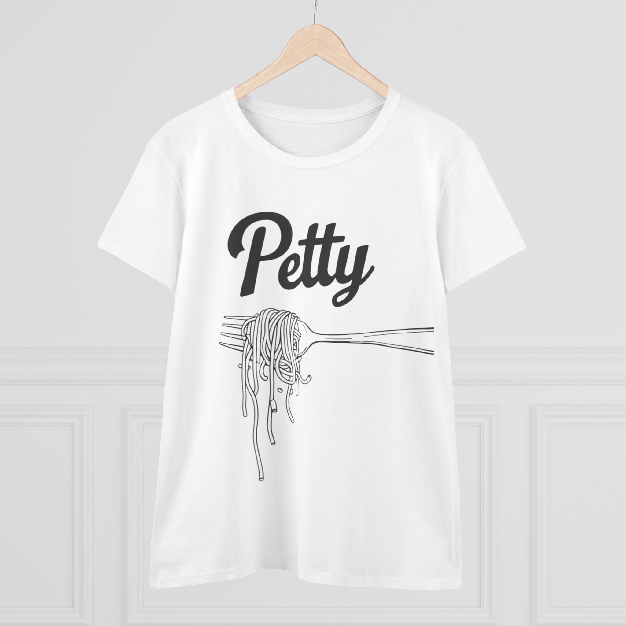 Petty spaghetti Women's Cotton Tee, Funny Graphic Tee, Casual Shirt, Gift for Foodies, Birthday Gift, Quirky Apparel gift for her