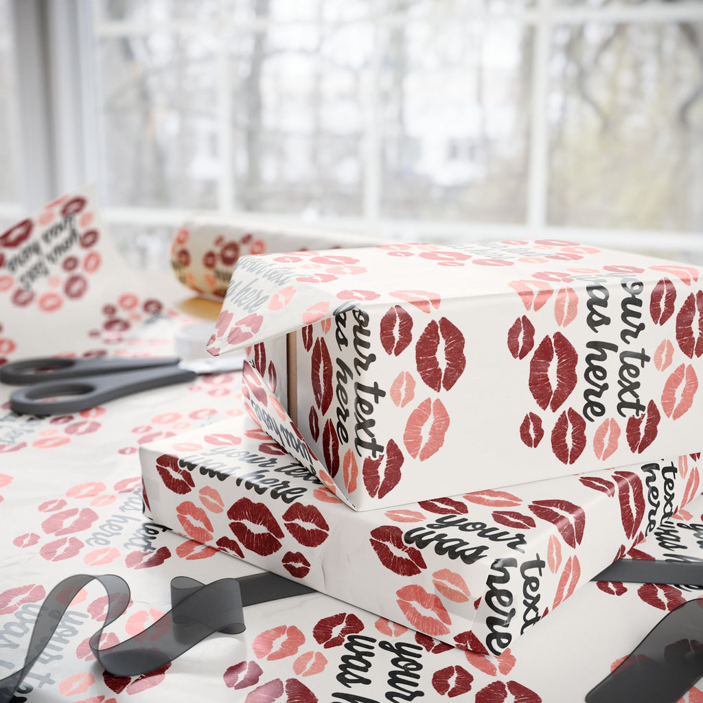 Personalized Any Name Kiss Print Wrapping Paper - Romantic Gift Wrap for Valentine's Day & Special Occasions grandparents aunts gifts for him