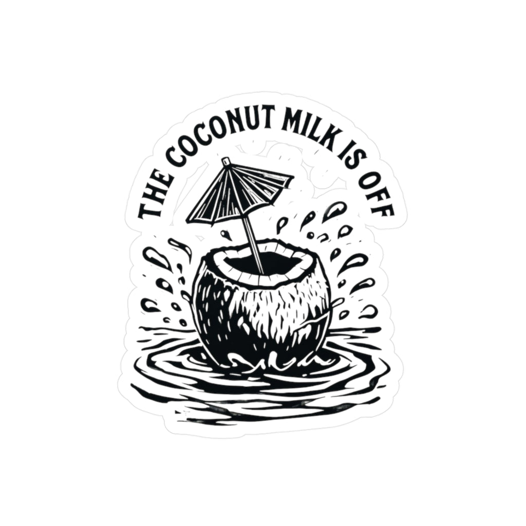 Coconut Milk Vinyl Decals - Fun Tropical Decor for Laptops & Water Bottles, Aesthetic Stickers for Home, Beach Lover Gift, Summer Vibes