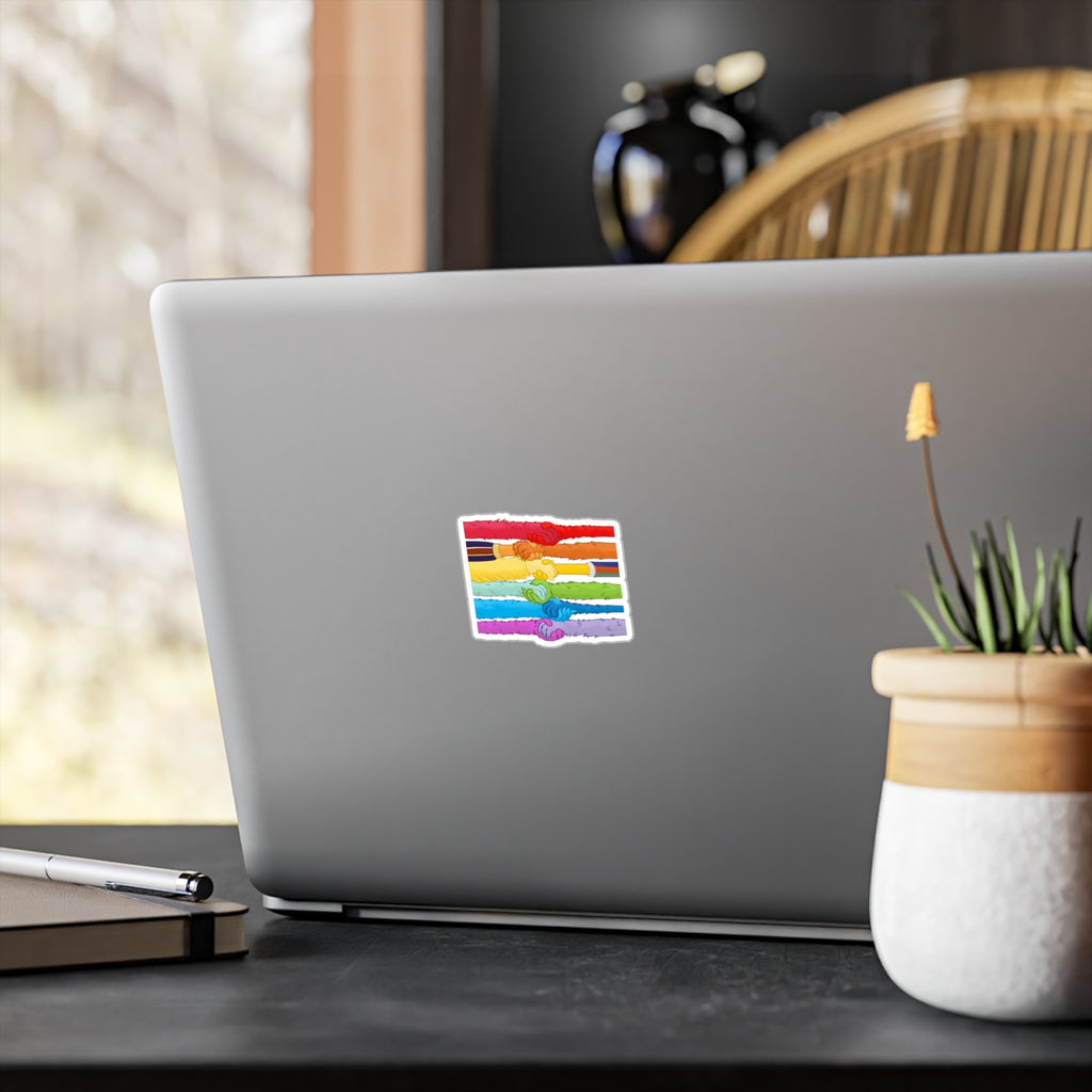 Kindness and diversity matter! Colorful Pride LGBTQ+ anti trump  Colorful Handshake Vinyl Decals, Stickers, Laptop Pride, Friendship Gifts