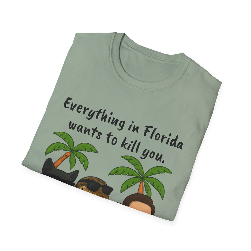 Florida wants to kill you T-Shirt, Funny Graphic Tee, Sarcastic Unisex Top, Lightweight Shirt, Trendy State Tee, Unique Gift for Him/Her