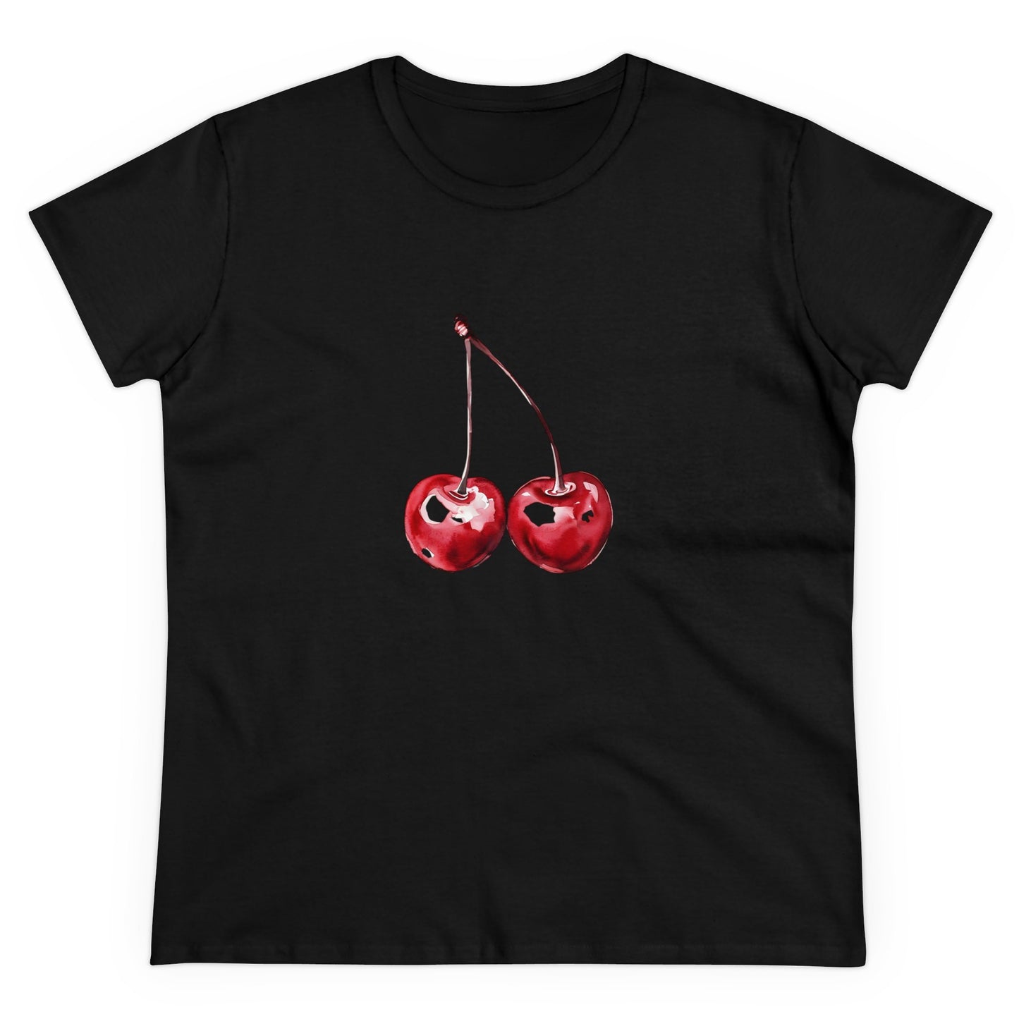 Cherries Tee, Fruit Graphic Shirt, Summer Vibes Top, Women's Cotton T-Shirt, Retro Cherry Print Clothing, Food Lover Gift