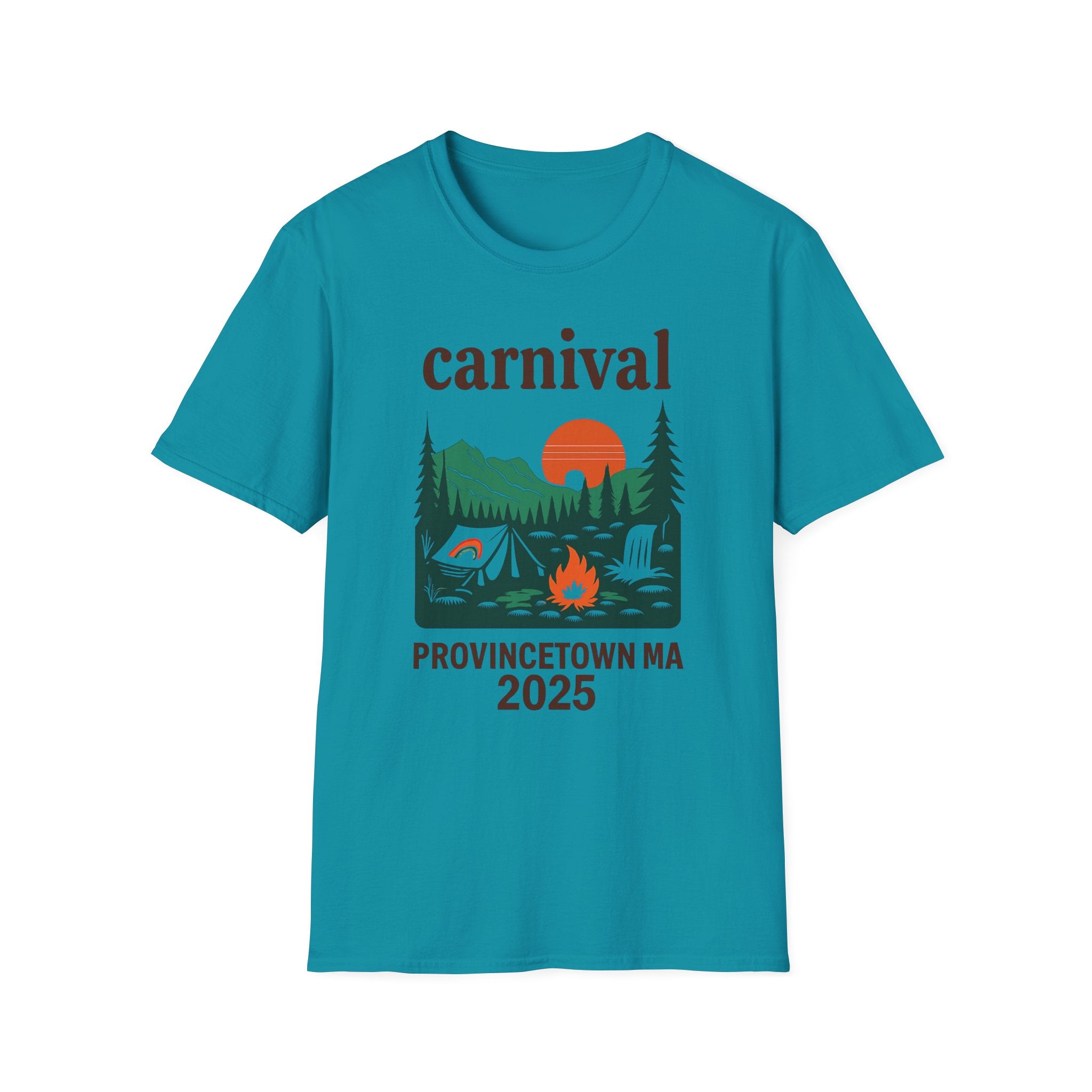Vintage Camping Graphic T-Shirt, carnival rainbow Unisex Outdoor Tee, Nature Lover Gift, Festival , Retro Hiking Shirt, Carnival 2023 Merch