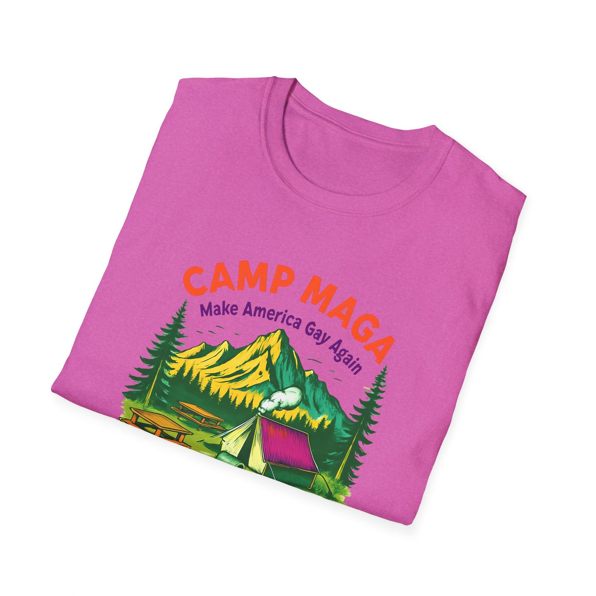 Camp MAGA Unisex make America gay again carnival Softstyle T-Shirt - Make America Gay Again, LGBTQ Pride Shirt, Camping Tee, Gift for [...]