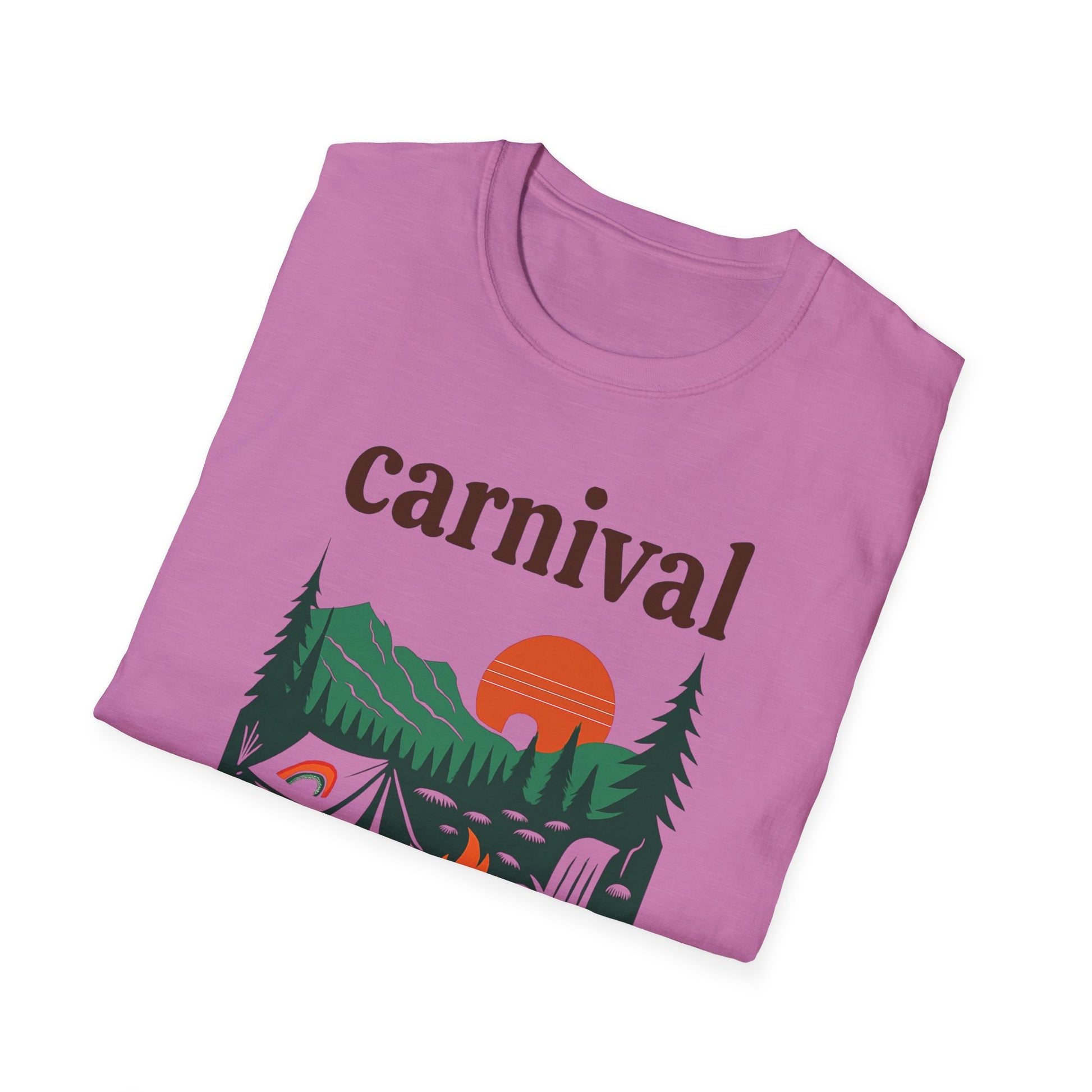Vintage Camping Graphic T-Shirt, carnival rainbow Unisex Outdoor Tee, Nature Lover Gift, Festival , Retro Hiking Shirt, Carnival 2023 Merch