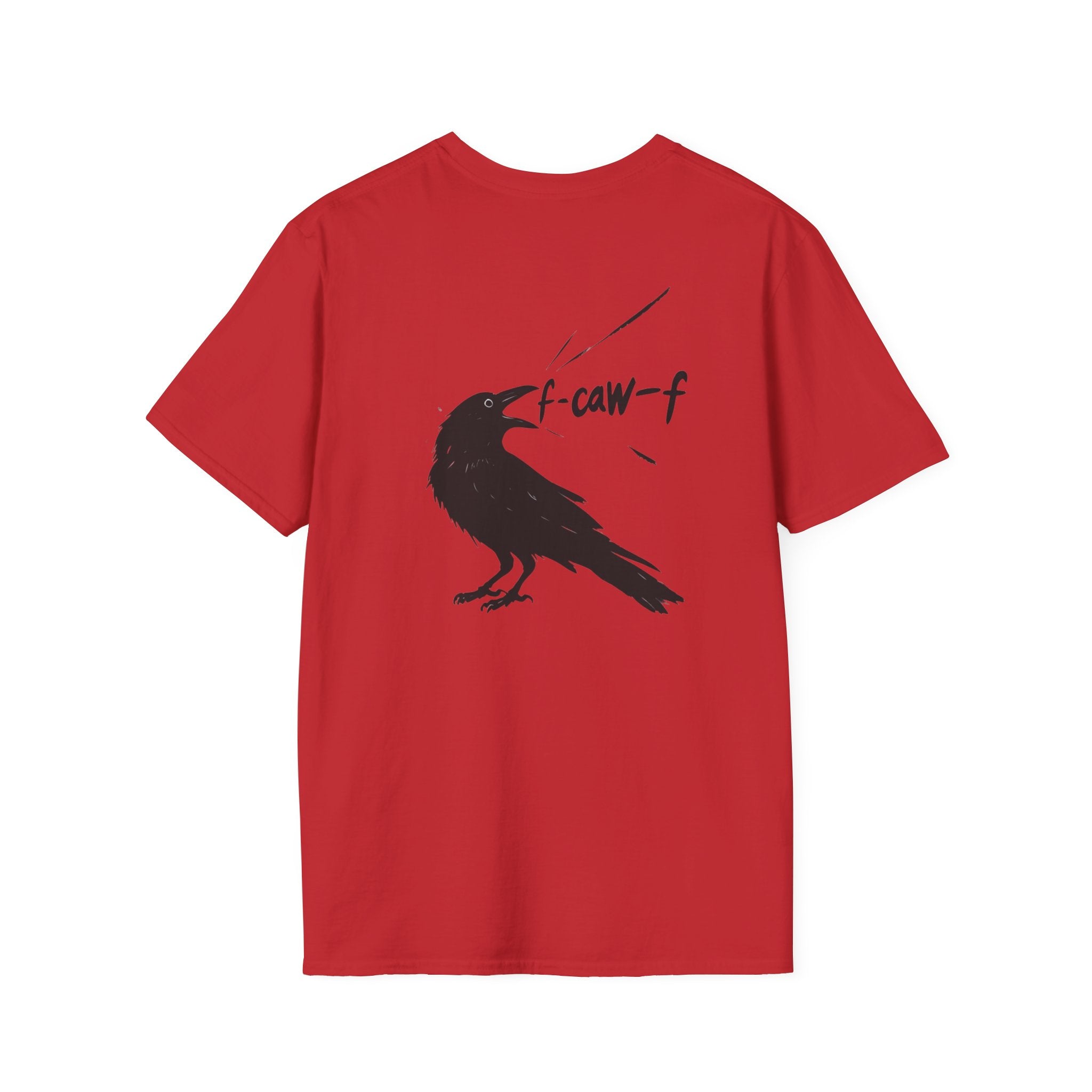 F Off Crow Bird Lover back of shirt design Unisex Softstyle T-Shirt, Sarcastic Graphic Tee for Bird Enthusiasts, F Off Tee, Unique Gift, F-Caw-F Christmas gift