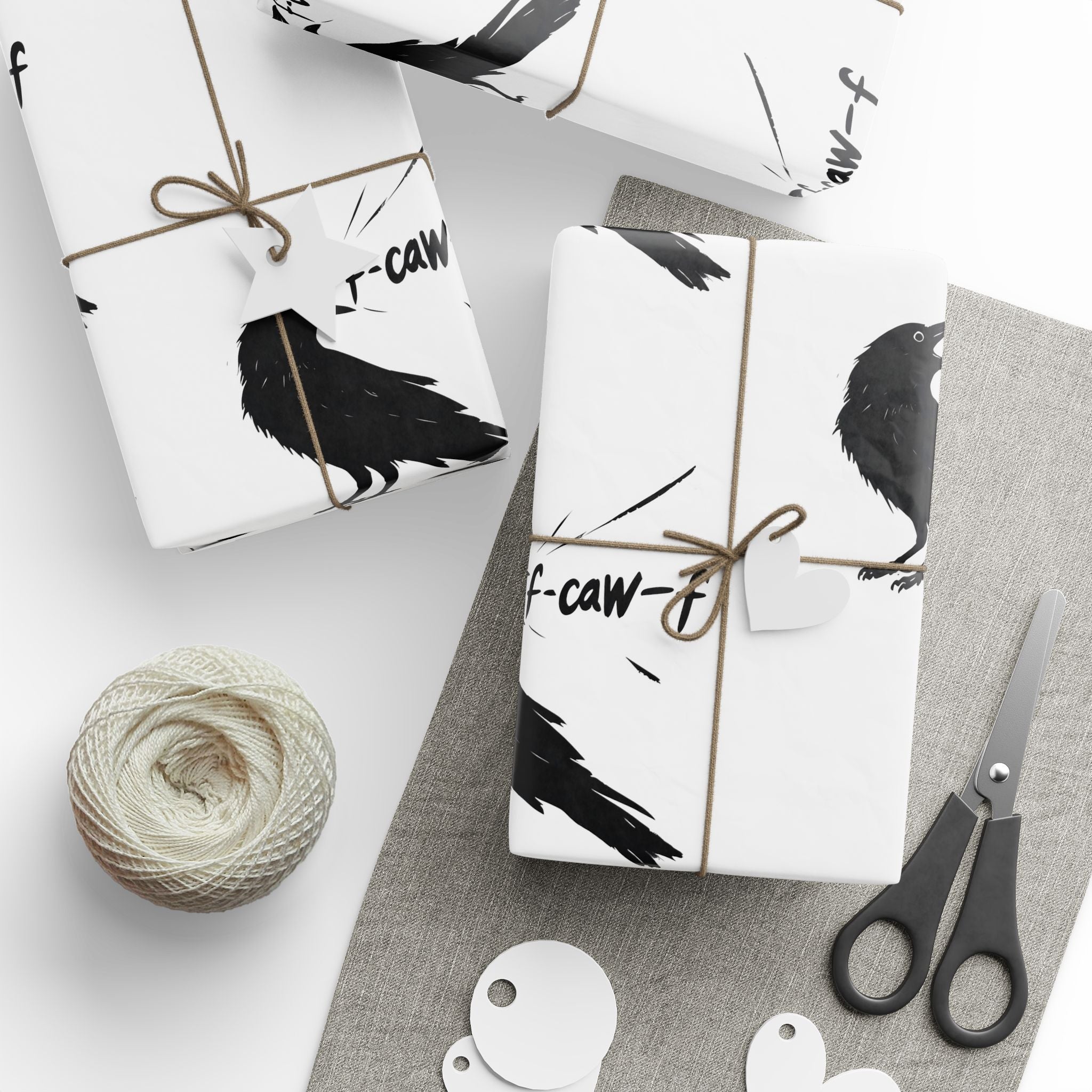 F-Caw-F. F*ck Off! Crow Wrapping Paper funny, sarcastic, crow, lover, edgy, wrapping, and gift paper