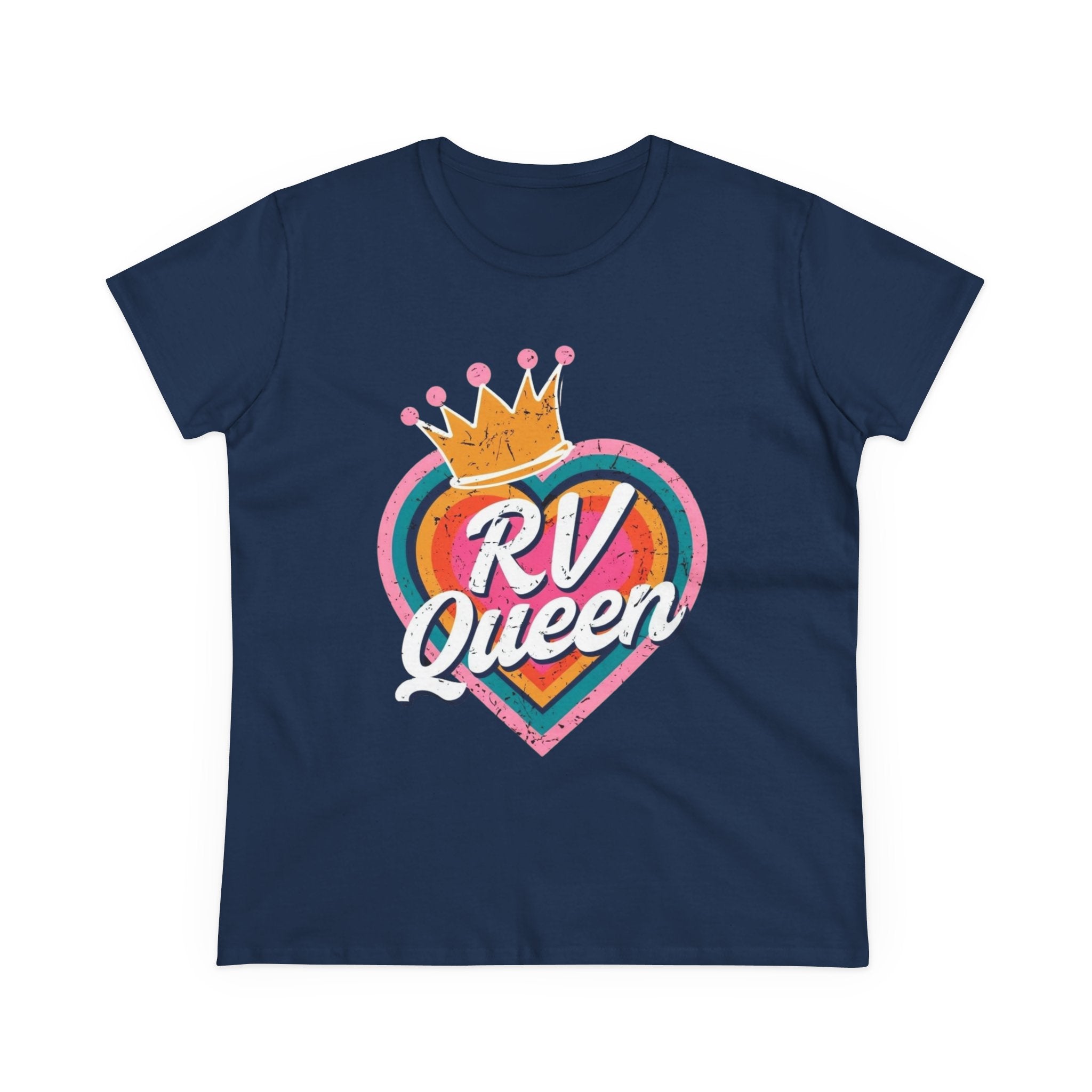 T-Shirt, RV Queen Camping Traveling, Women's Midweight Cotton Tee, Outdoor Adventure Shirt, Camper Life Top, Road Trip Apparel, Campfire