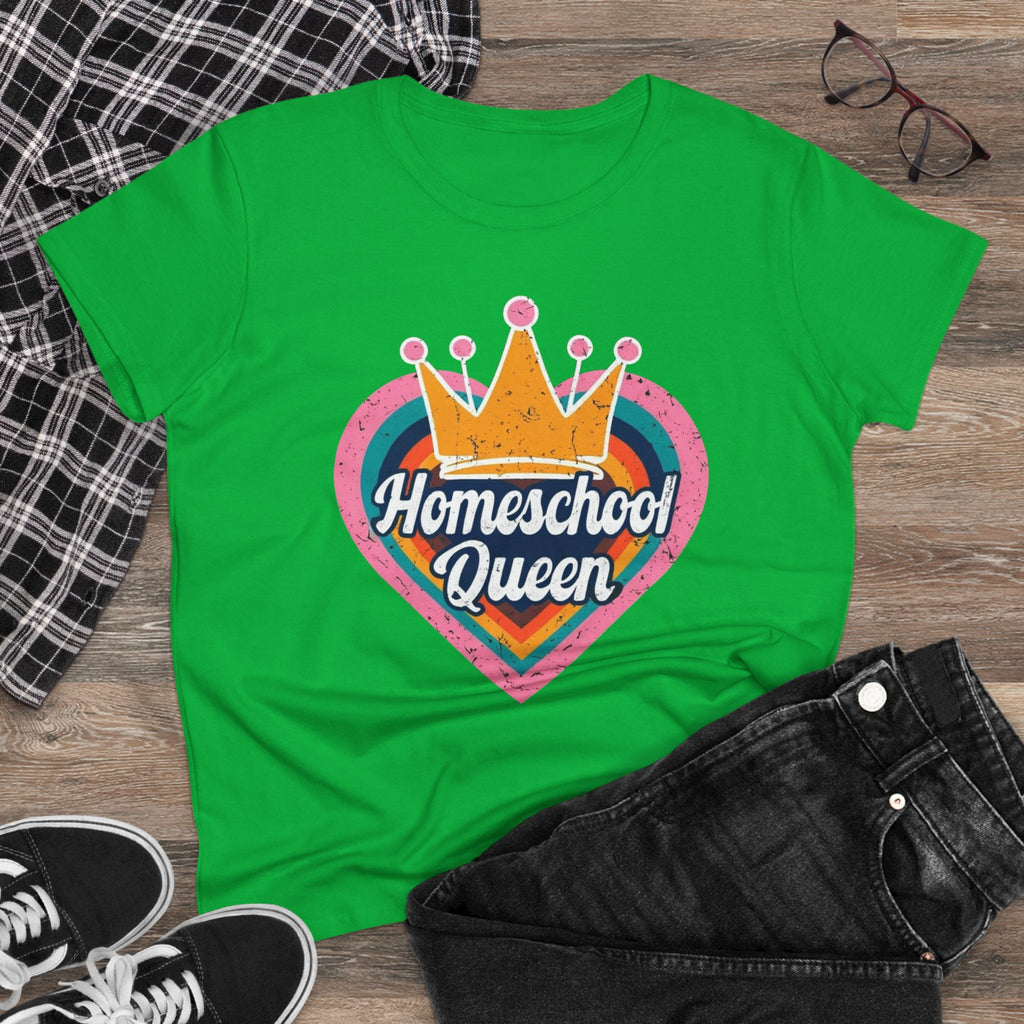 Homeschool Queen Cotton Tee, Cute Tee for Moms, Colloquial Gift for Homeschoolers, Fun Educational Apparel, Perfect for Back to School
