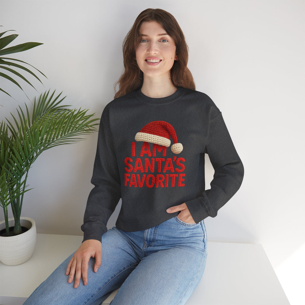 Christmas Sweatshirt - "I Am Santa's Favorite" Festive Crewneck printed