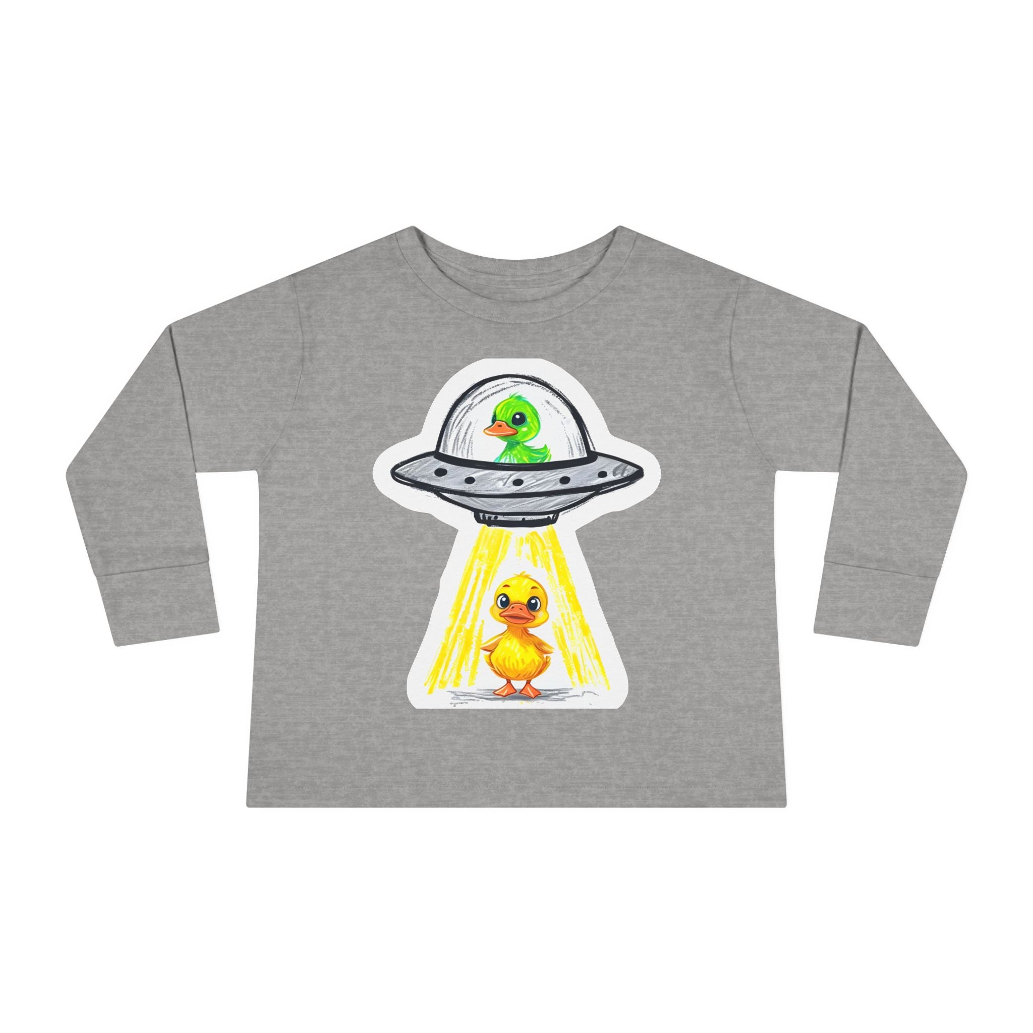 Toddler Long Sleeve Tee - Ducks in Space, Kids Graphic Tee, Animal Print Shirt, Outer Space Theme, Children's Clothing
