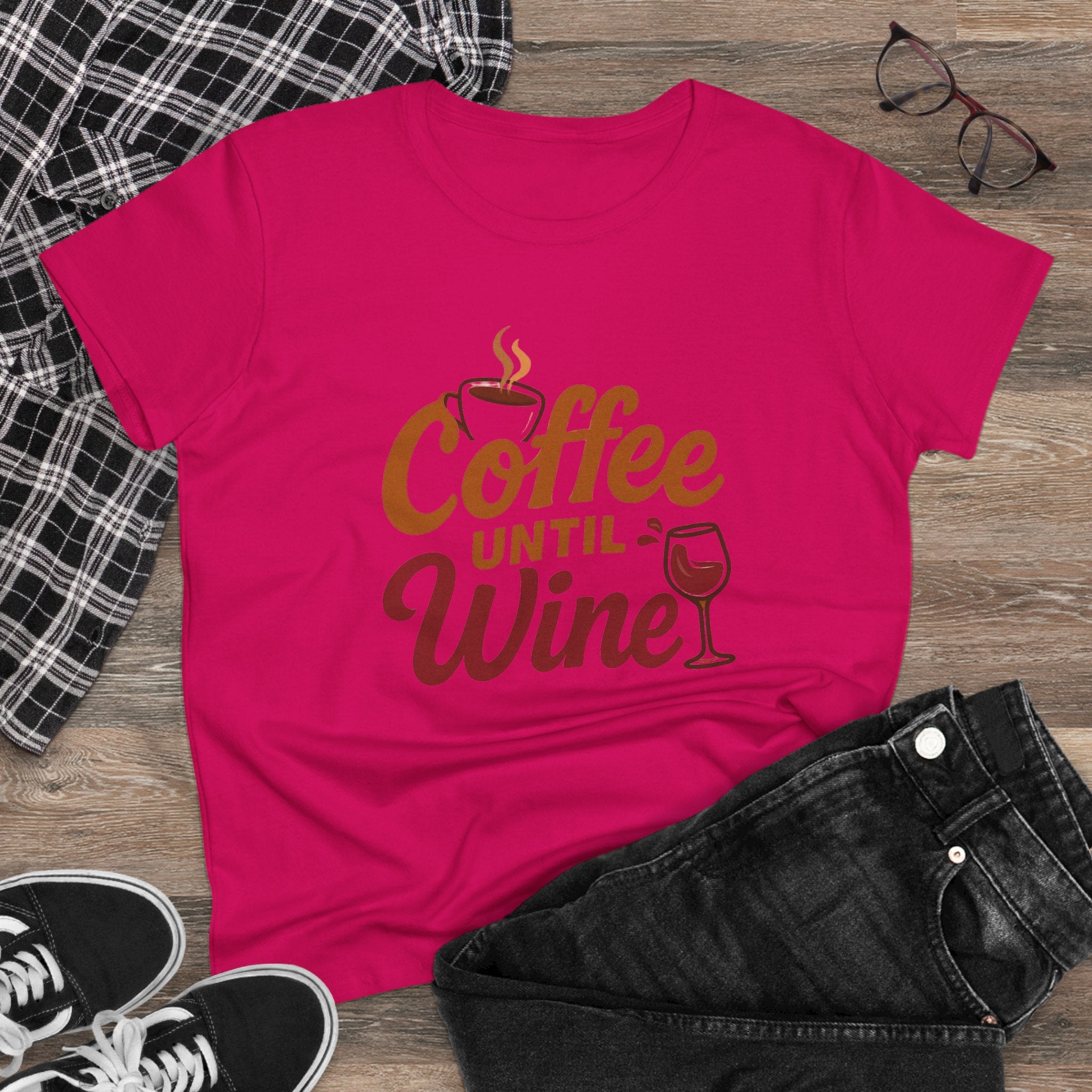 Coffee until wine tshirt coffee lovers wine lovers gift for her cozy, Women's Tee, Graphic Tee, Coffee Shirt, Wine Shirt, Funny Shirt