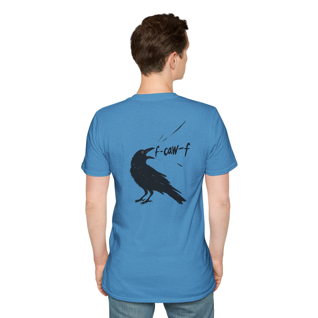 F Off Crow Bird Lover back of shirt design Unisex Softstyle T-Shirt, Sarcastic Graphic Tee for Bird Enthusiasts, F Off Tee, Unique Gift, F-Caw-F Christmas gift