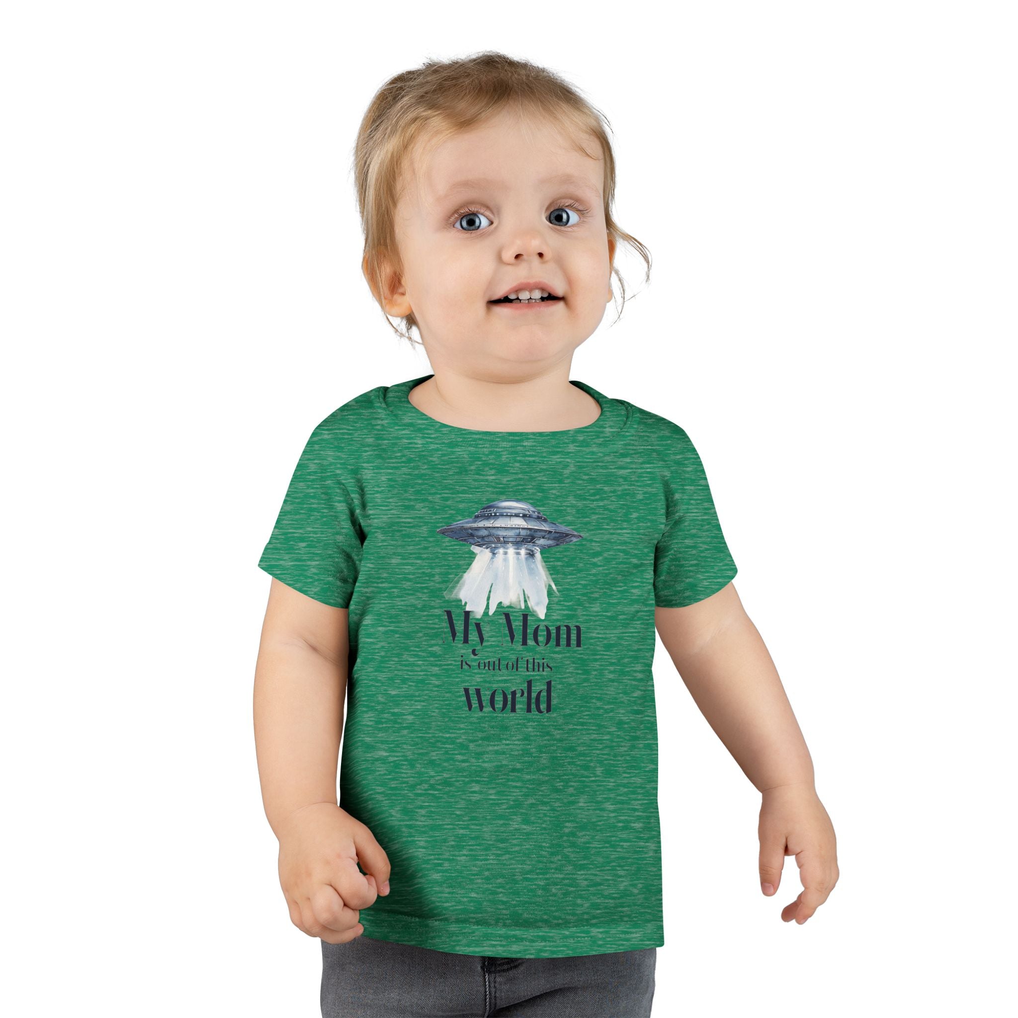 Cute Toddler T-Shirt - "My Mom is out of this world" - Perfect for Moms, Gifts, UFO Lovers, Everyday Wear, Baby Shower