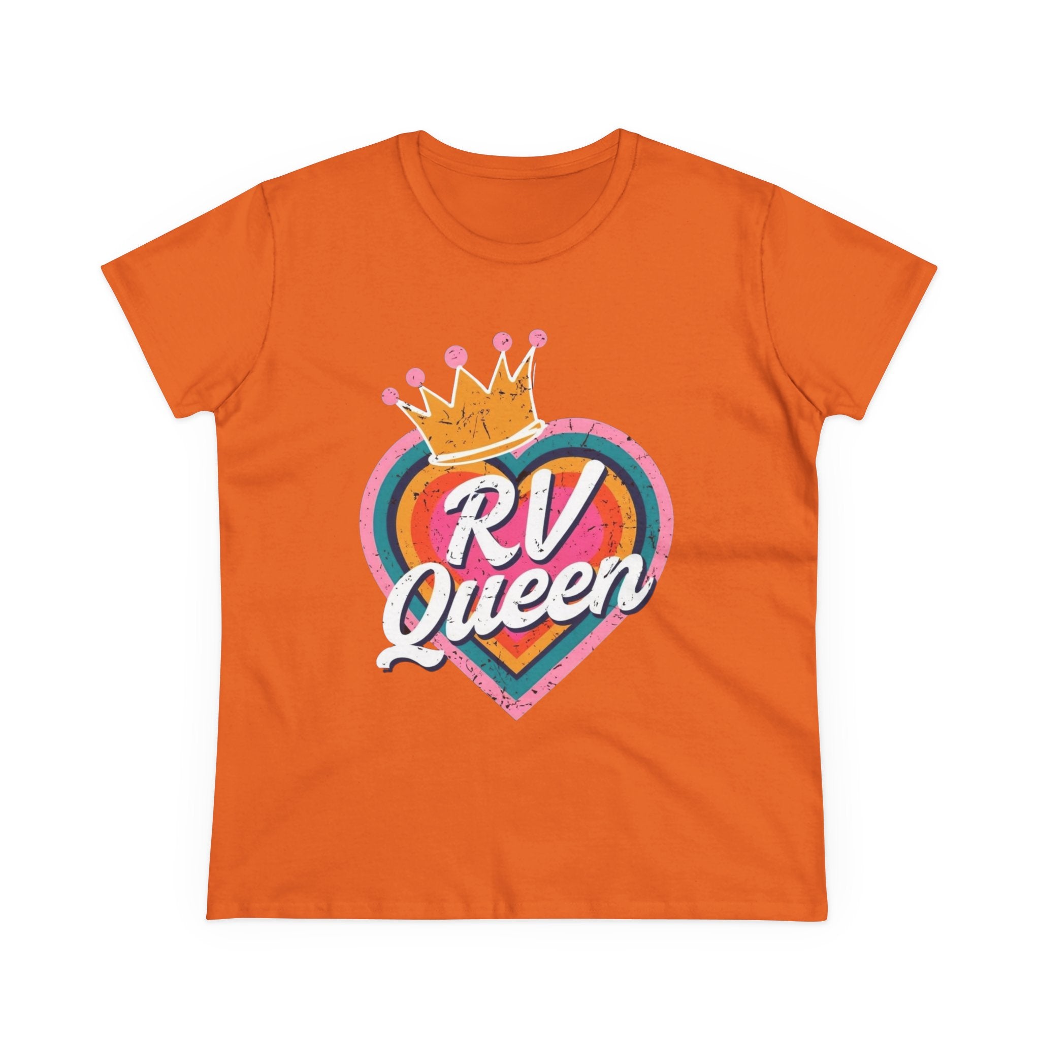 T-Shirt, RV Queen Camping Traveling, Women's Midweight Cotton Tee, Outdoor Adventure Shirt, Camper Life Top, Road Trip Apparel, Campfire