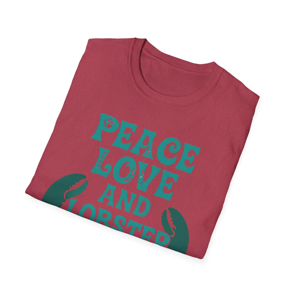 Peace, Love, and Lobster Rolls T-Shirt | Unisex Softstyle Tee for Seafood Lovers, Casual Summer Wear, Beach Days, Gifts, BBQs