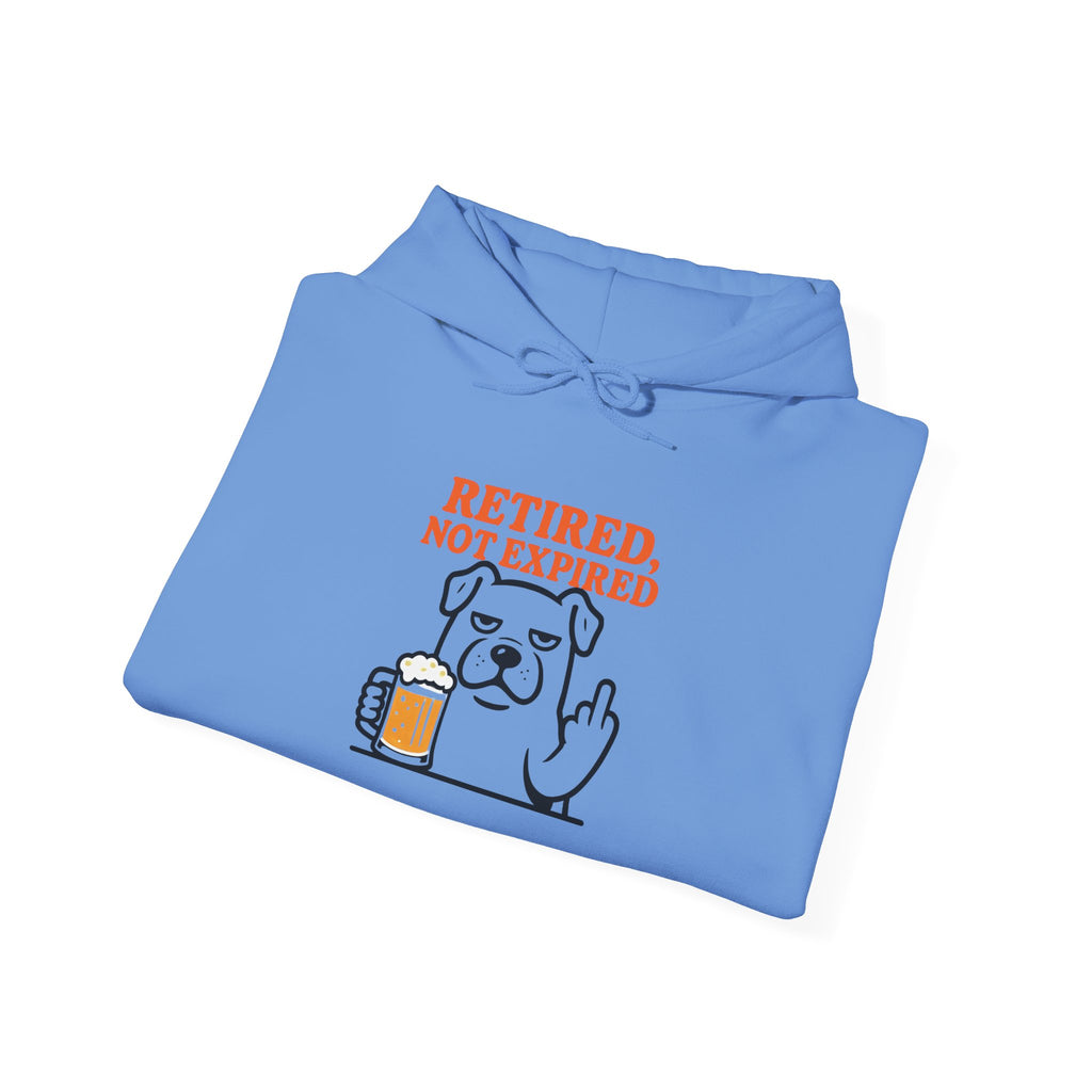 Retired not expired Dog and beer Hoodie, Retirement Adventure Gifts, Funny Unisex Sweatshirt