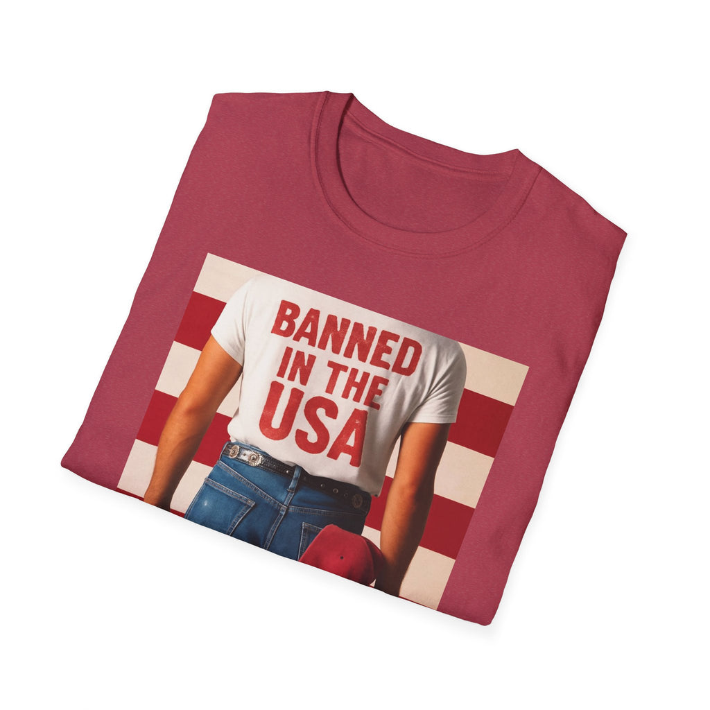 Banned in the USA Political Activist T-Shirt, Liberal Tee, Anti-Trump Christmas Gift, Unisex Softstyle Shirt Kimmel Colbert socia justice