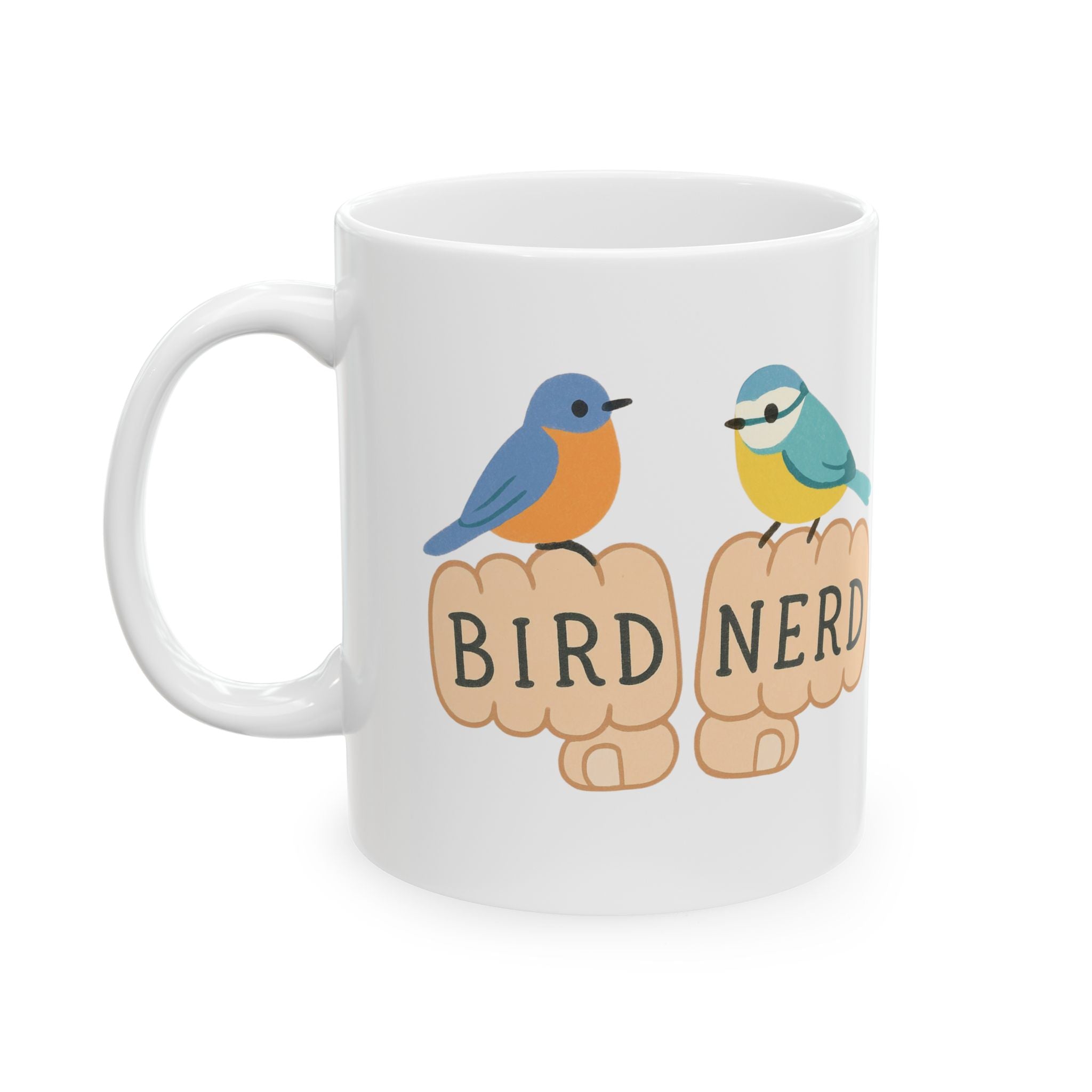 Bird Nerd Bird Lover's Ceramic Mug Perfect Gift for Nature Enthusiasts, Birdwatching, knuckle tattoo Unique Gift for Her or him