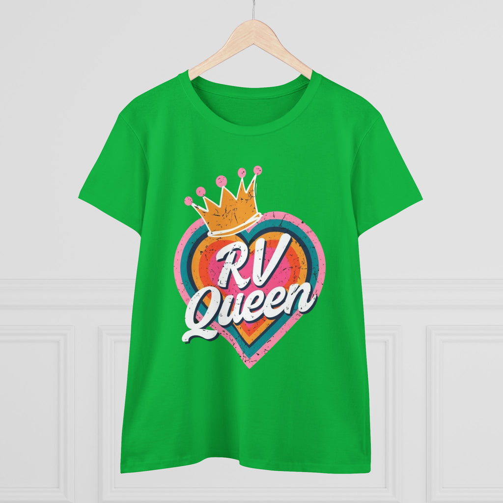 T-Shirt, RV Queen Camping Traveling, Women's Midweight Cotton Tee, Outdoor Adventure Shirt, Camper Life Top, Road Trip Apparel, Campfire