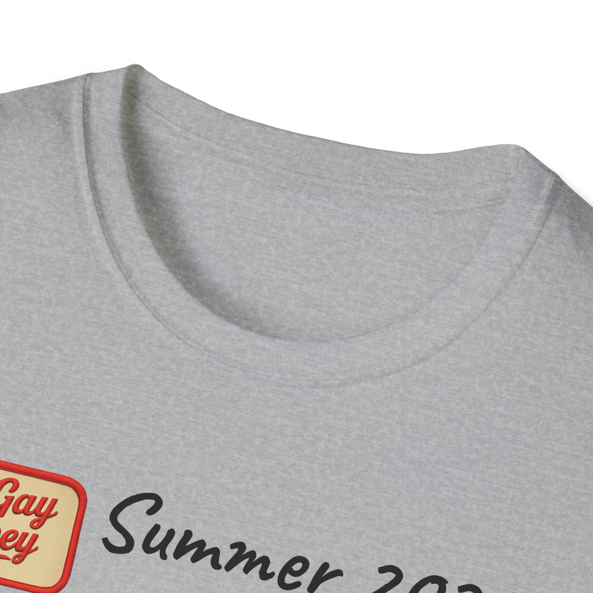 Summer 2025 Merit Badges carnival Unisex Softstyle T-Shirt, Gay Summer Apparel, Camp Vibes Tee, Unique Gifts, Casual Wear for Parties