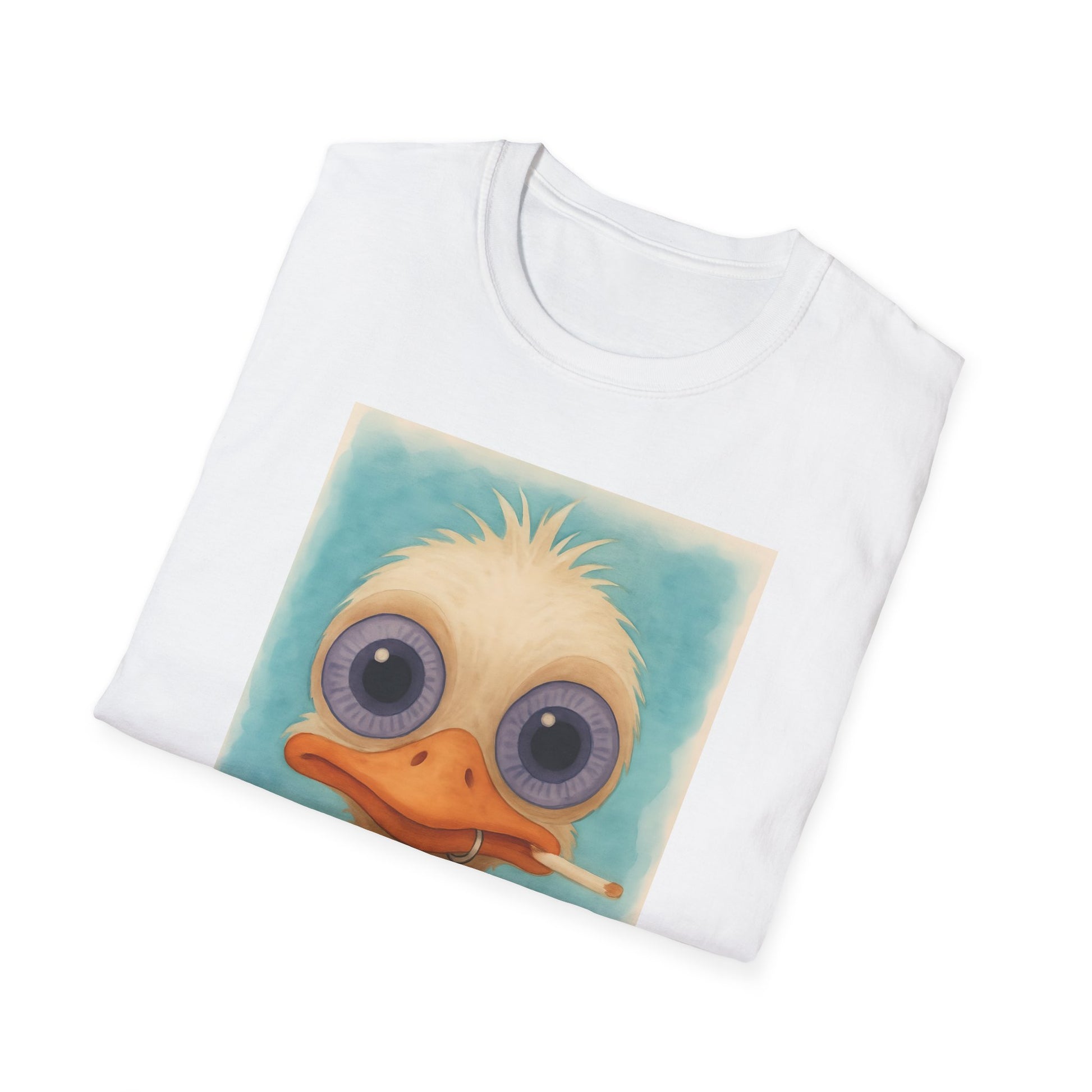 Ostrich Graphic T-Shirt, Unisex Softstyle Tee, Cute Animal Shirt, Gift for Friends, Quirky Humor Top, Smoke fun gift