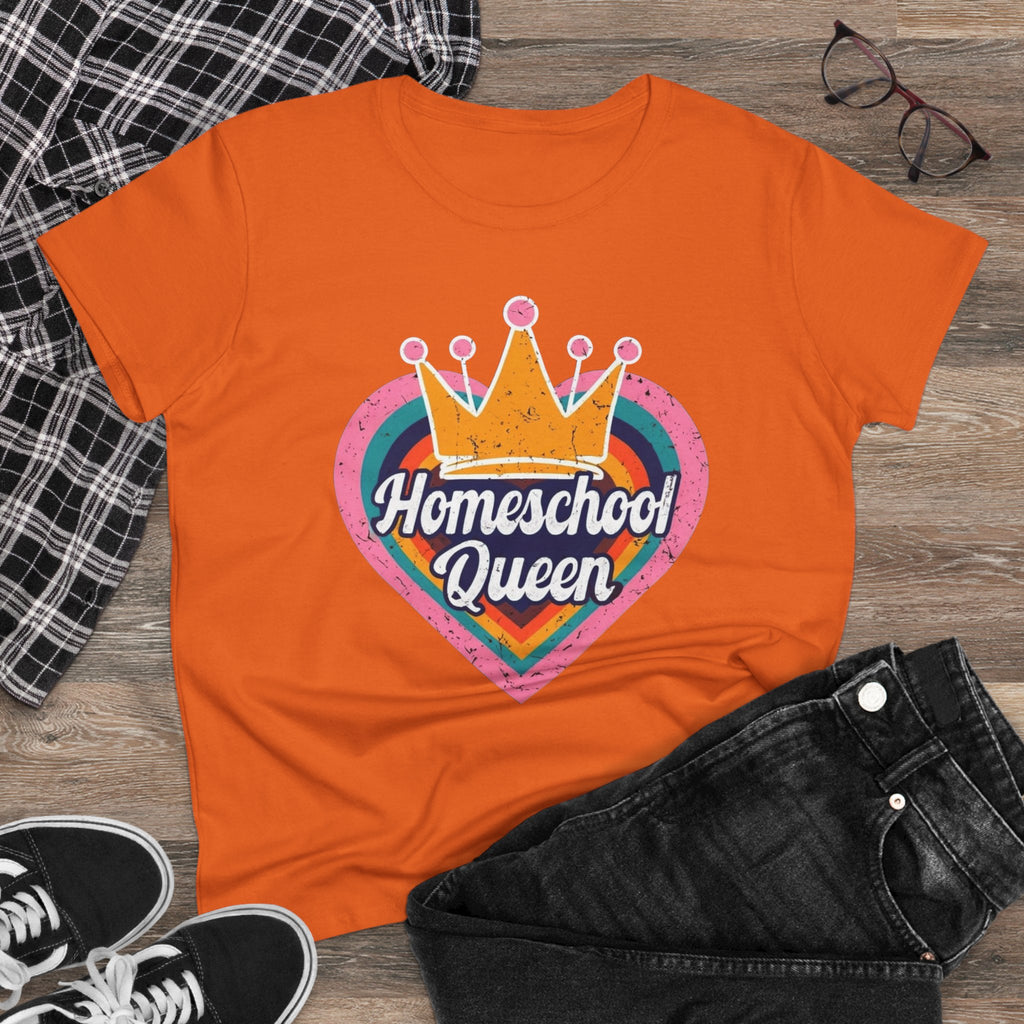 Homeschool Queen Cotton Tee, Cute Tee for Moms, Colloquial Gift for Homeschoolers, Fun Educational Apparel, Perfect for Back to School