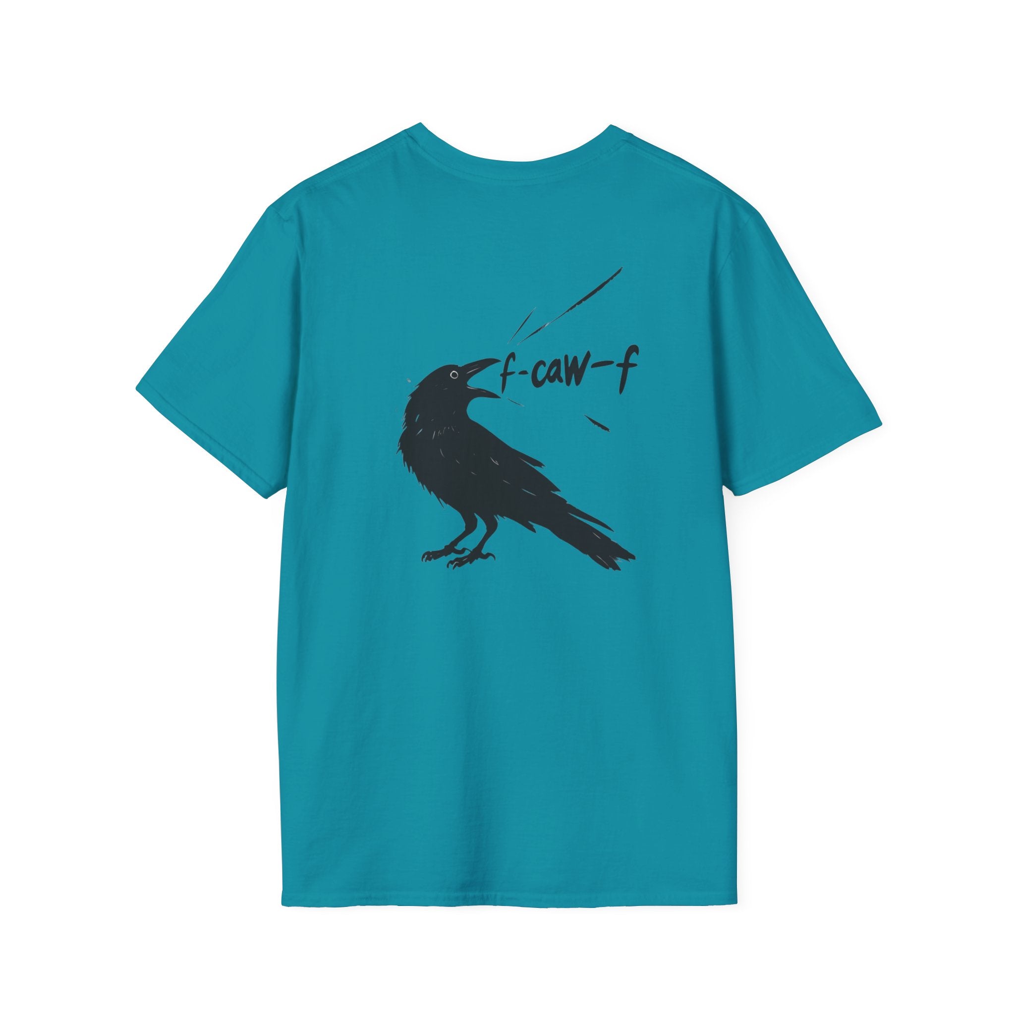 F Off Crow Bird Lover back of shirt design Unisex Softstyle T-Shirt, Sarcastic Graphic Tee for Bird Enthusiasts, F Off Tee, Unique Gift, F-Caw-F Christmas gift