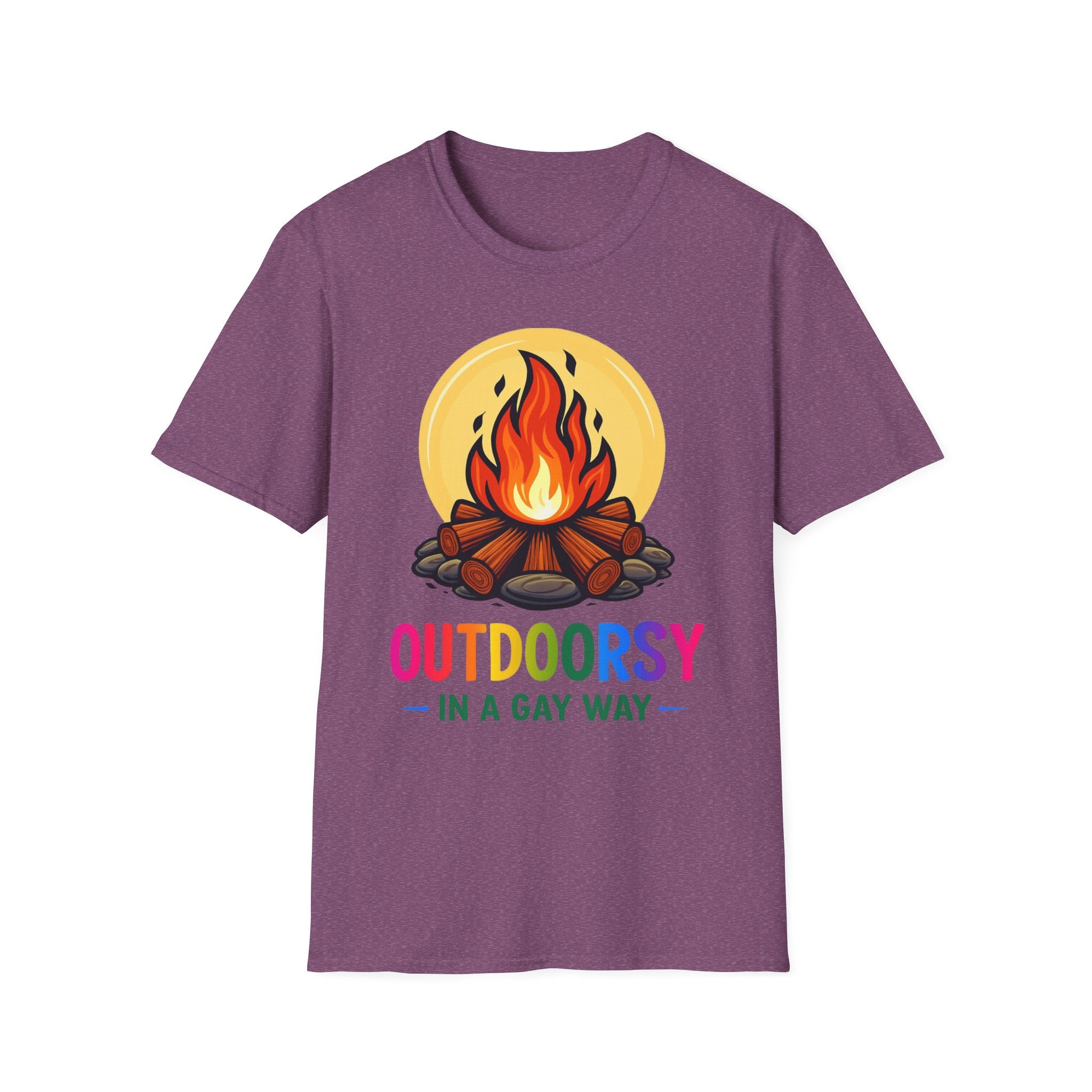 Outdoorsy Pride Unisex T-Shirt, Camping Tee, LGBTQ+ Apparel, Summer Festival Shirt, Queer Outdoor Adventure Top, Gift for Campers