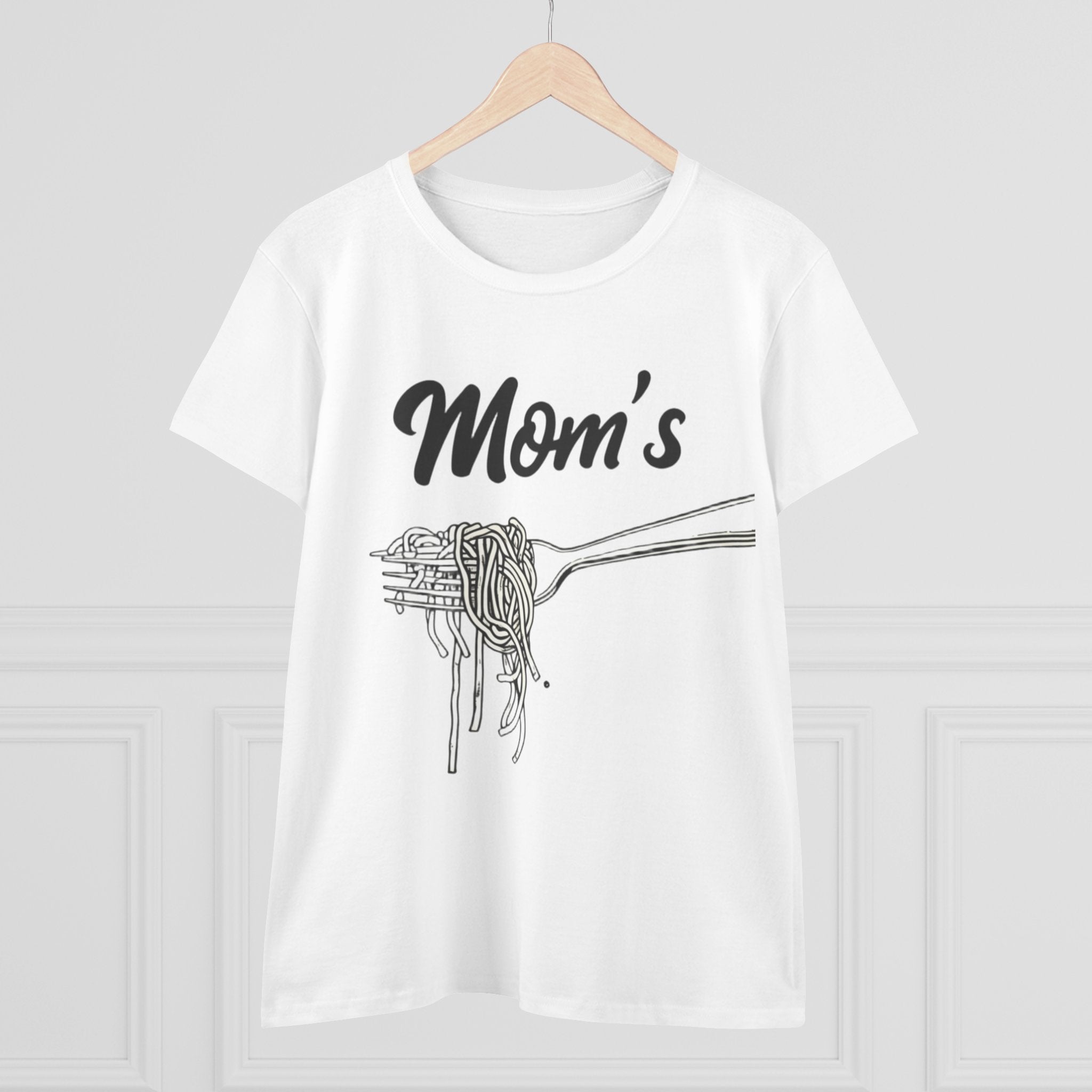 Mom's Spaghetti Tee - Women's Midweight Cotton T-Shirt, Gift for Mother's Day, Foodie Shirt, Casual Wear, Cozy Top