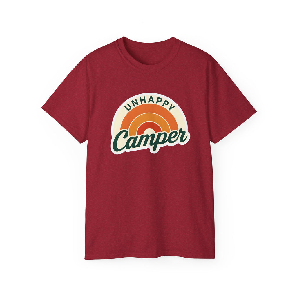 Unisex Tee for Campers: Unhappy Wanderer Adventure Gift Shirt, Hiking Outdoor Camping Apparel, Outdoorsy Nature Lover Top, Wanderlust Tee,