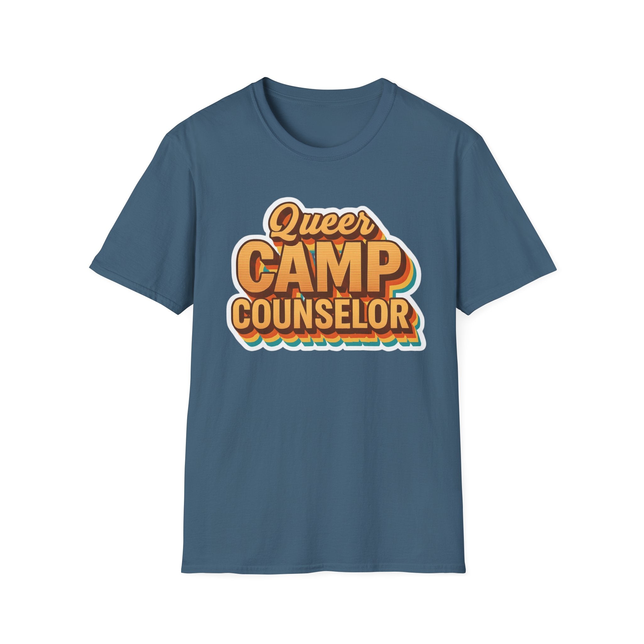 Queer Camp Counselor T-Shirt, LGBTQ Pride Tee, Rainbow Graphic Shirt, Summer Camp Theme Top, Gender Neutral Clothing Ptown carnival