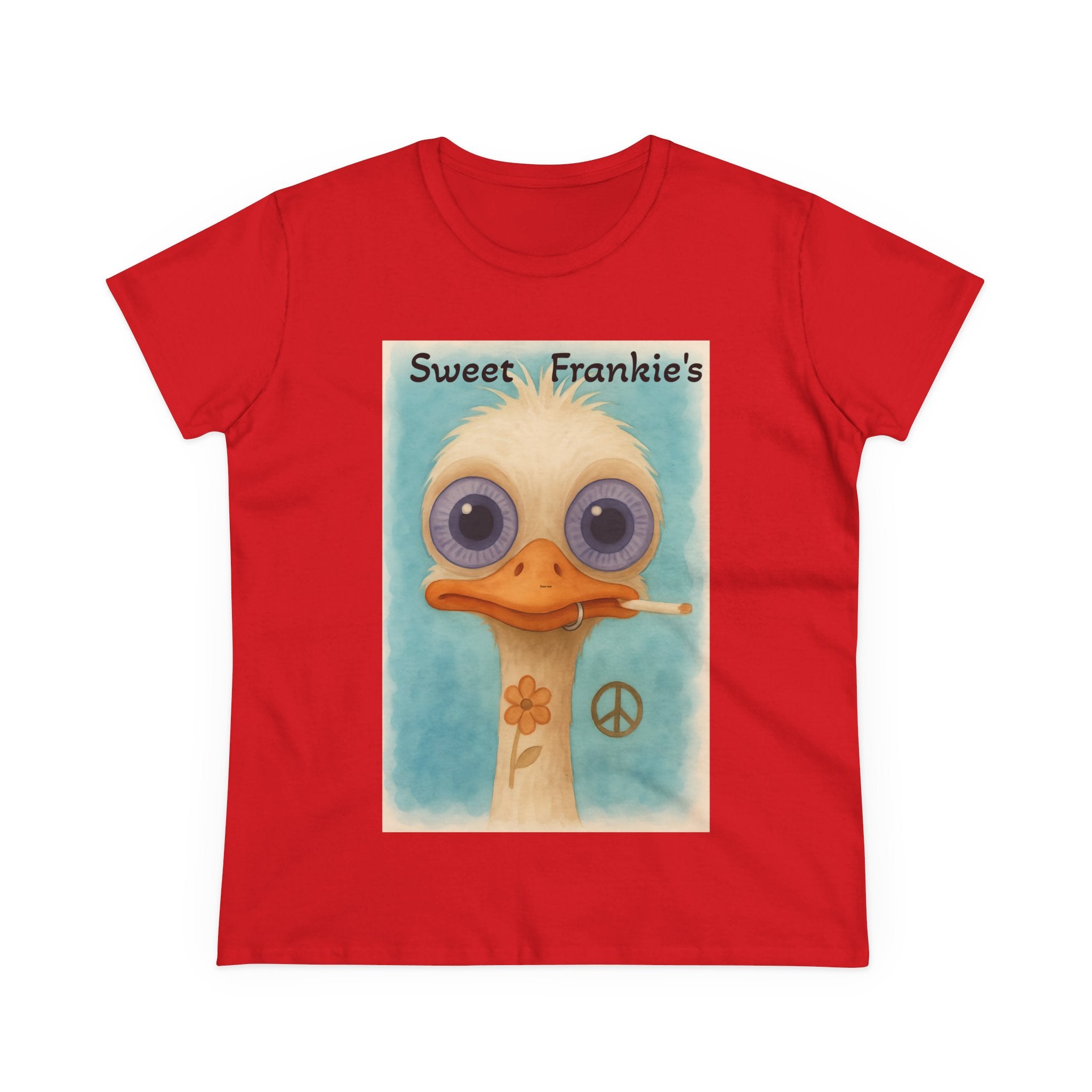T-Shirt, Sweet Frankies Ostrich Graphic Tee, Funny Tee, Women's Graphic Shirt, Gift for Her, Women's Cotton Shirt social justice wear