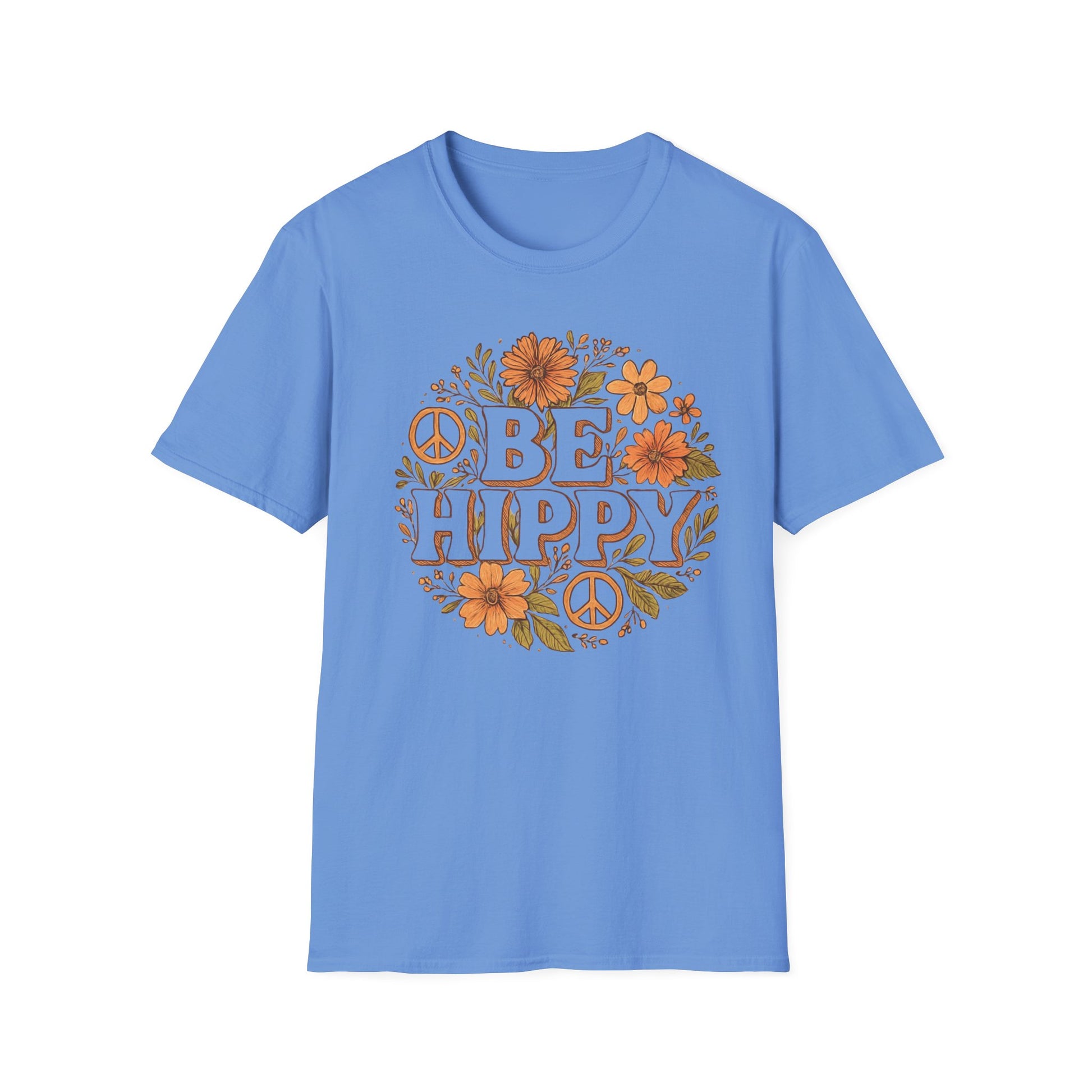 Be Hippy Happy T-Shirt, Boho Tee, Groovy Shirt, Positive Vibes Top, Unisex T Shirt for Men and Women, Be Hippy Be Happy Design