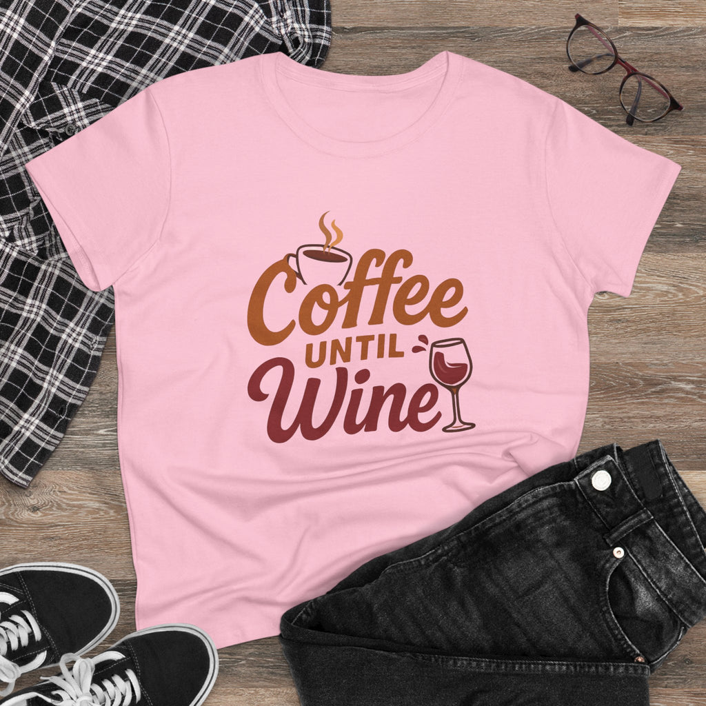 Coffee until wine tshirt coffee lovers wine lovers gift for her cozy, Women's Tee, Graphic Tee, Coffee Shirt, Wine Shirt, Funny Shirt