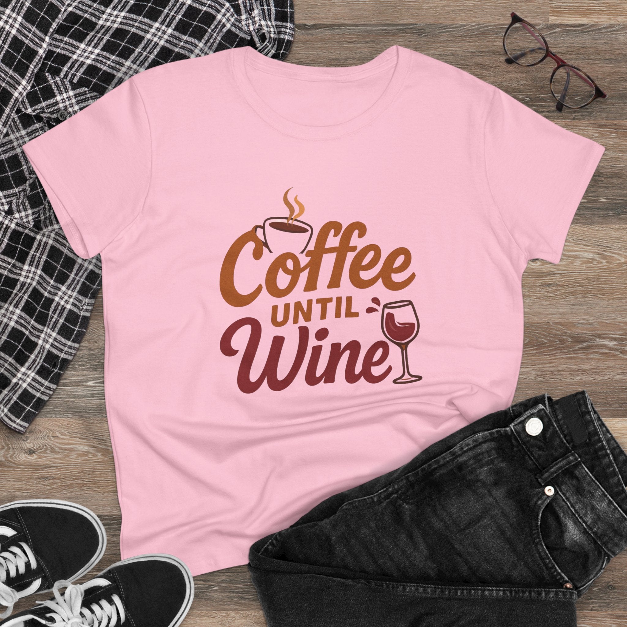 Coffee until wine tshirt coffee lovers wine lovers gift for her cozy, Women's Tee, Graphic Tee, Coffee Shirt, Wine Shirt, Funny Shirt